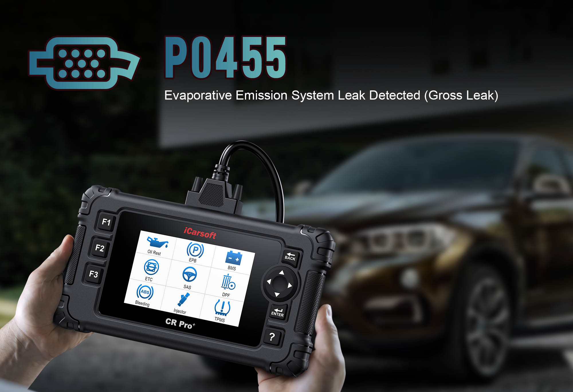 iCarsoft CR MAX BT diagnosing P0455 EVAP System Large Leak