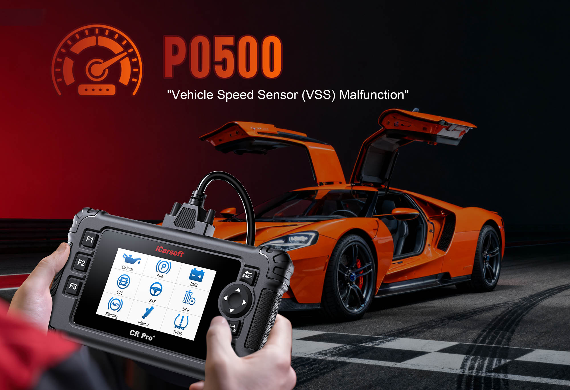 iCarsoft CR Pro+ diagnosing P0500 Vehicle Speed Sensor Malfunction