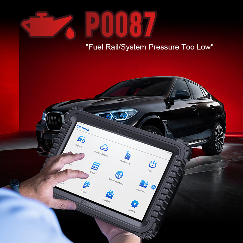 iCarsoft CR Ultra displaying live fuel pressure data