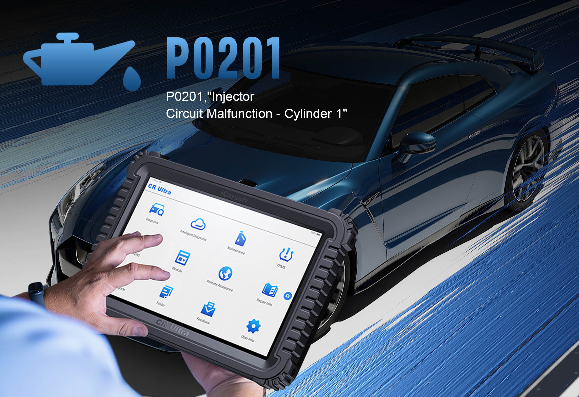 iCarsoft CR Ultra diagnosing P0201 cylinder 1 injector issue