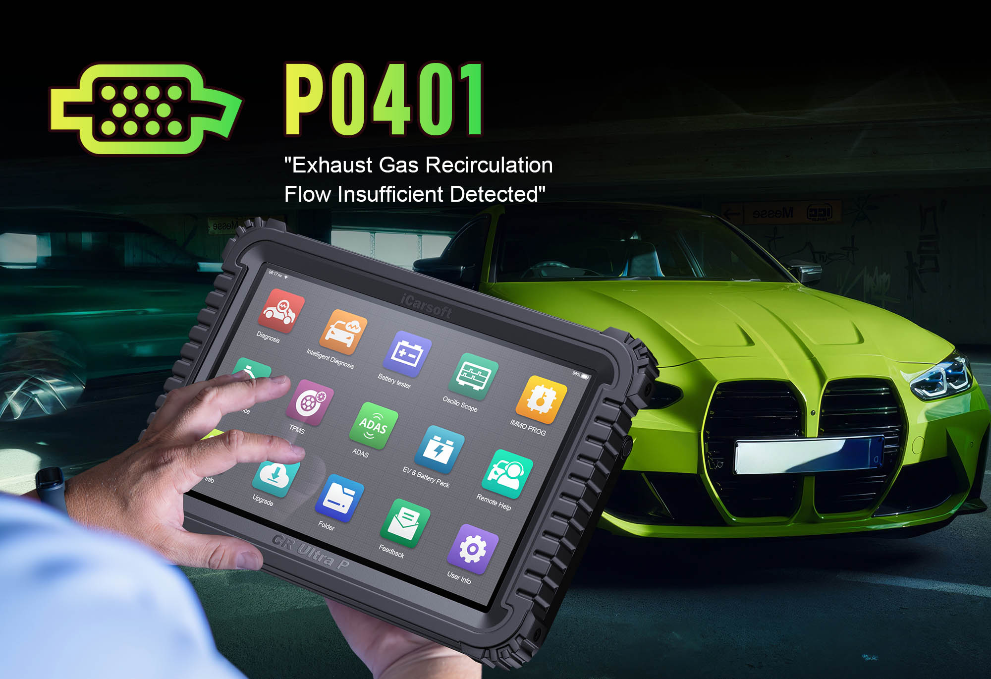 iCarsoft CR Ultra P diagnosing P0401 EGR flow issue