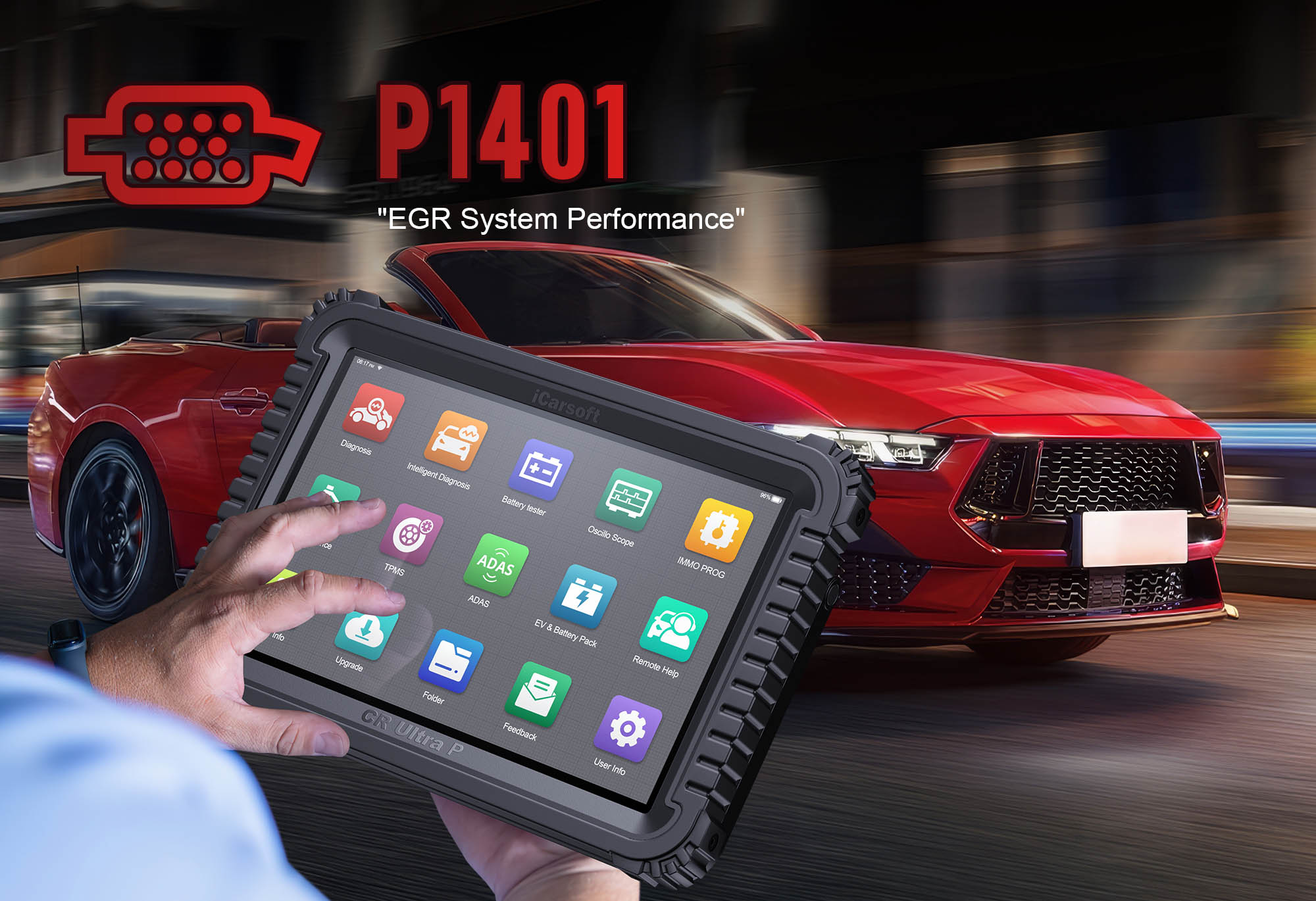 iCarsoft CR Ultra P diagnosing P1401 EGR valve performance issue