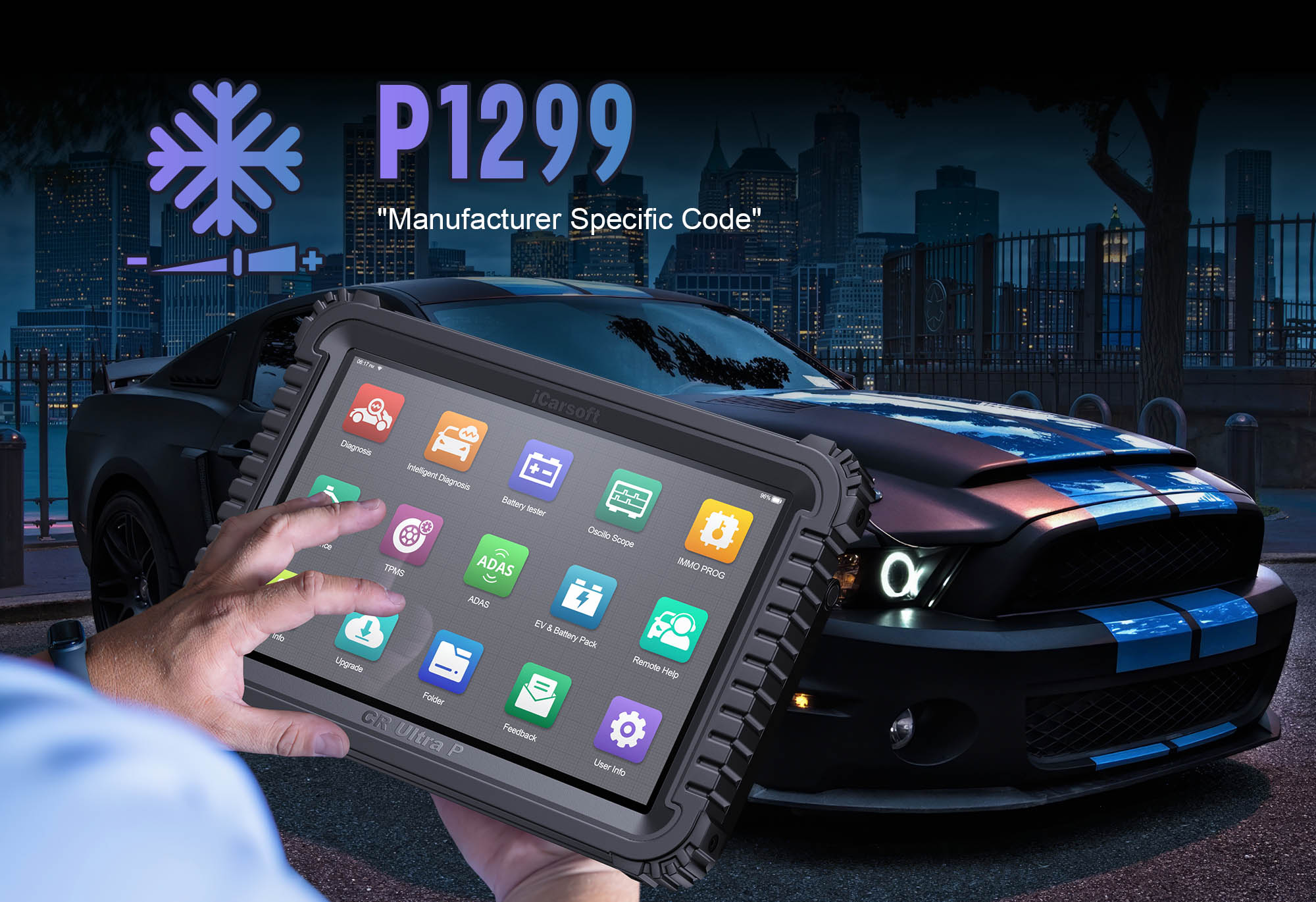iCarsoft CR Ultra P diagnosing P1299 engine overheating issue