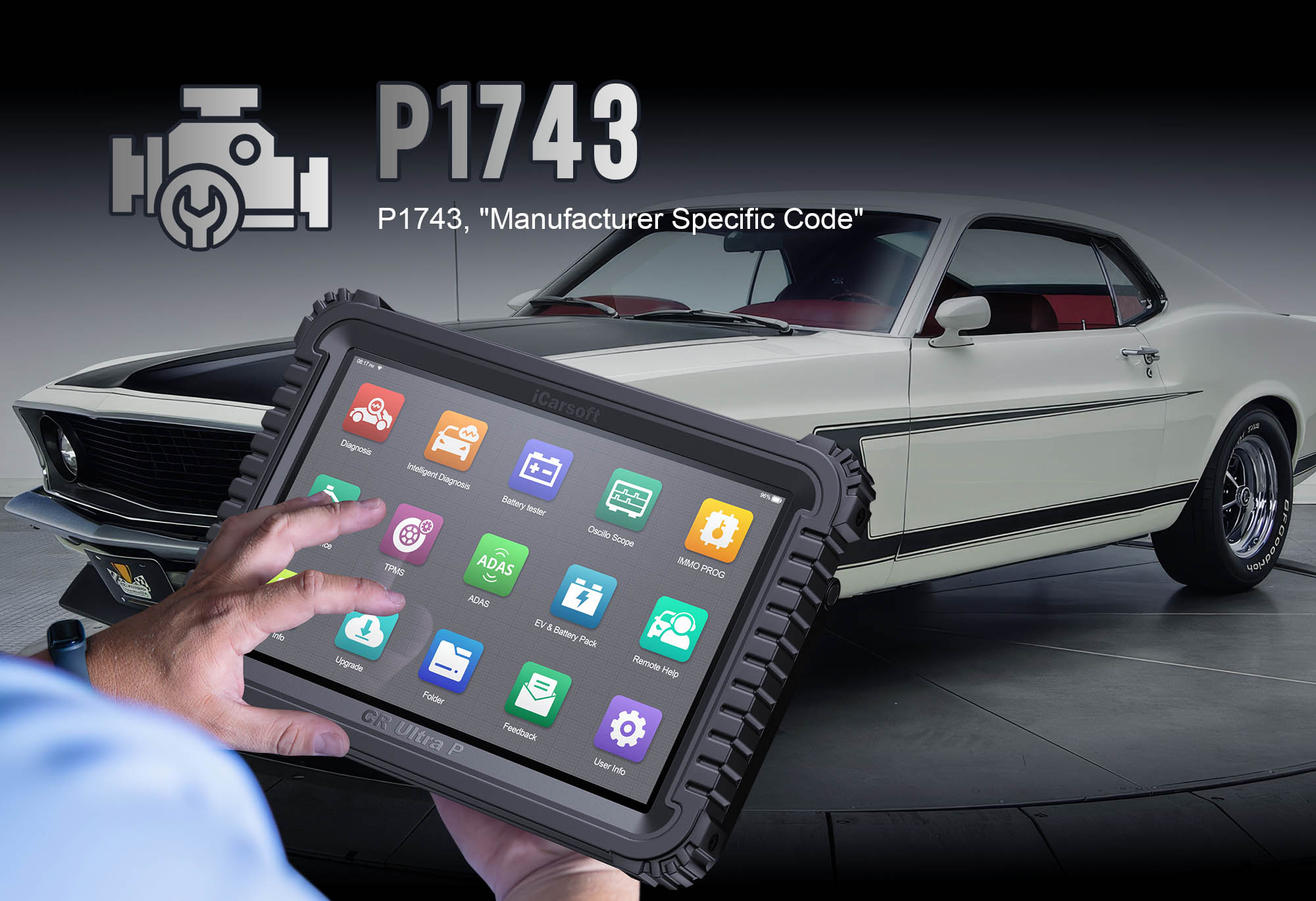 iCarsoft CR Ultra P diagnosing P1743 transmission pressure test failure