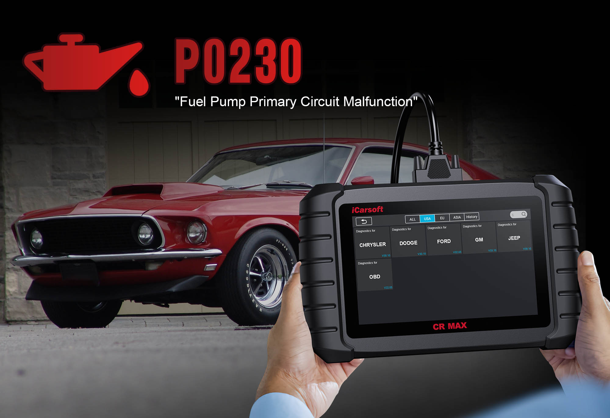 iCarsoft CR MAX Diagnosing P0230 Fuel Pump Primary Circuit Fault
