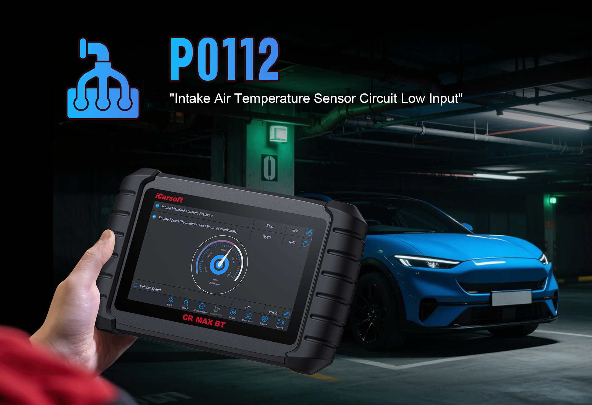 iCarsoft CR MAX BT Diagnosing P0112 Intake Air Temperature Sensor Fault