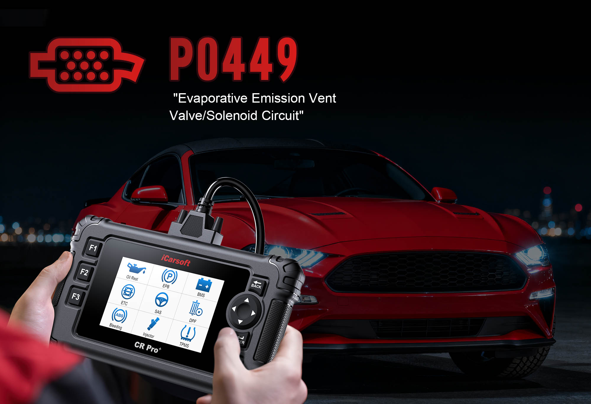 iCarsoft CR Pro+ diagnosing P0449 EVAP Vent Solenoid Control Circuit Issue