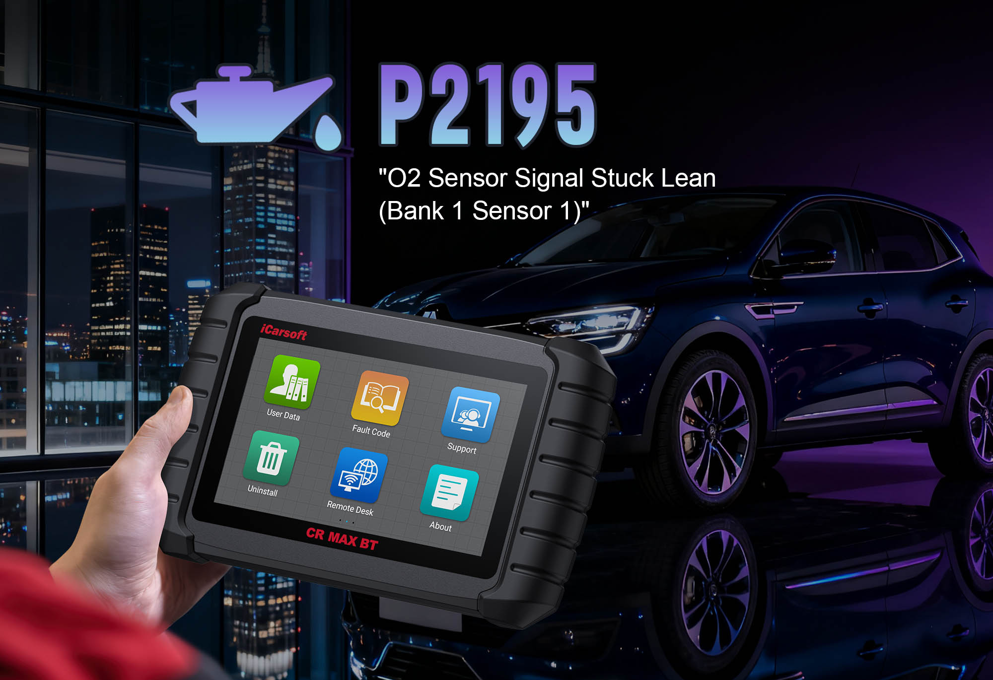 iCarsoft CR MAX BT diagnosing P2195 Oxygen Sensor Fault