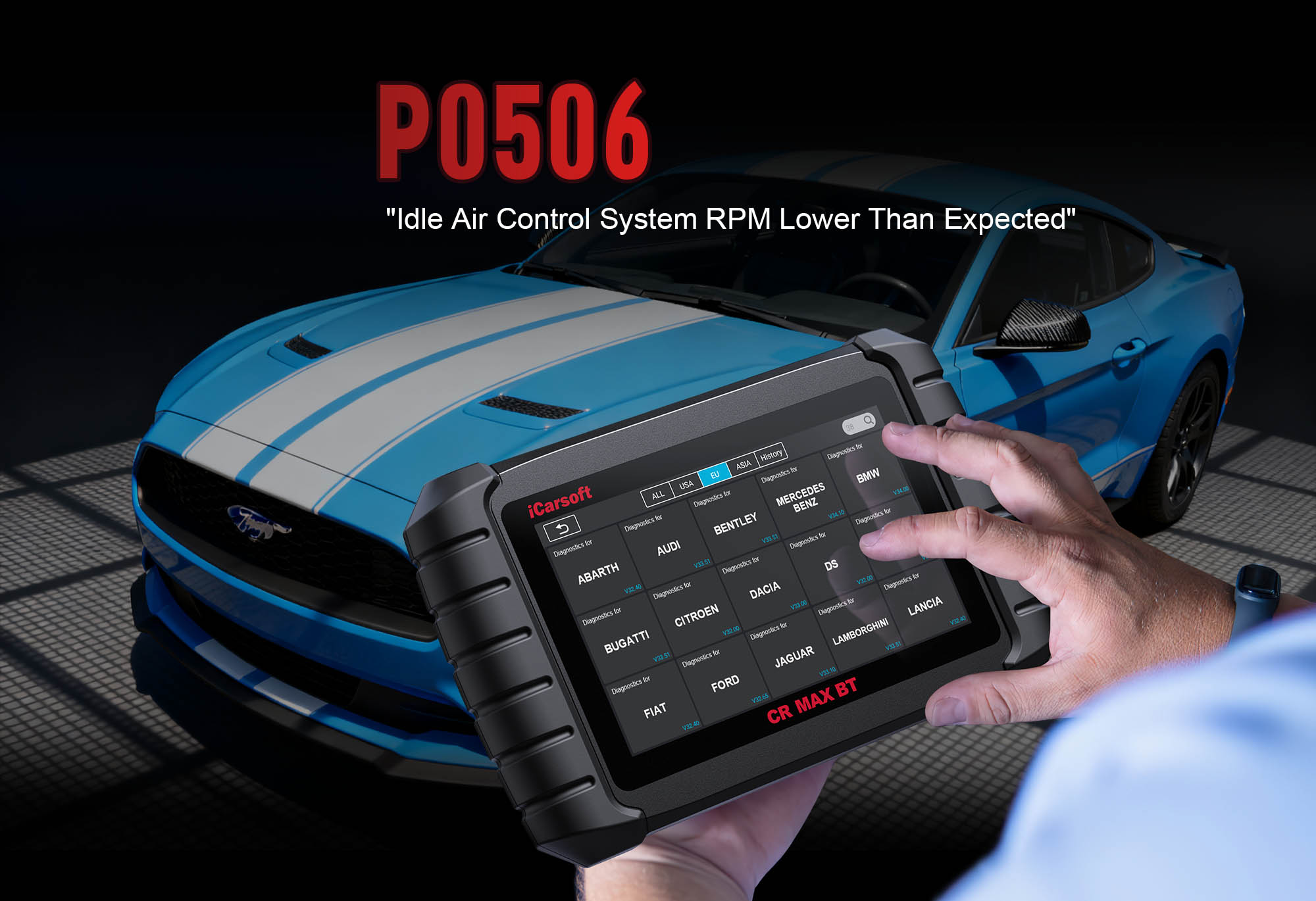 iCarsoft CR MAX BT diagnosing P0506 idle control fault