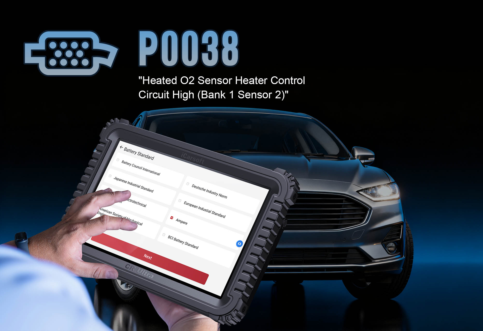 iCarsoft CR Ultra Diagnosing P0038 HO2S Heater Circuit Fault