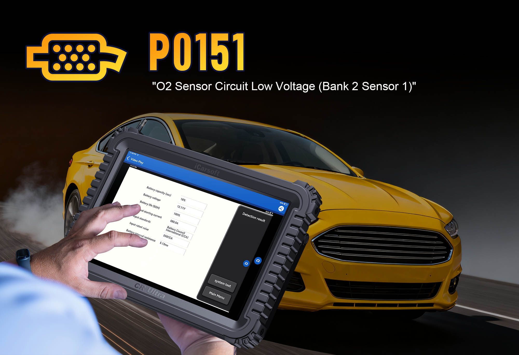 iCarsoft CR Ultra Diagnosing P0151 O2 Sensor Low Voltage