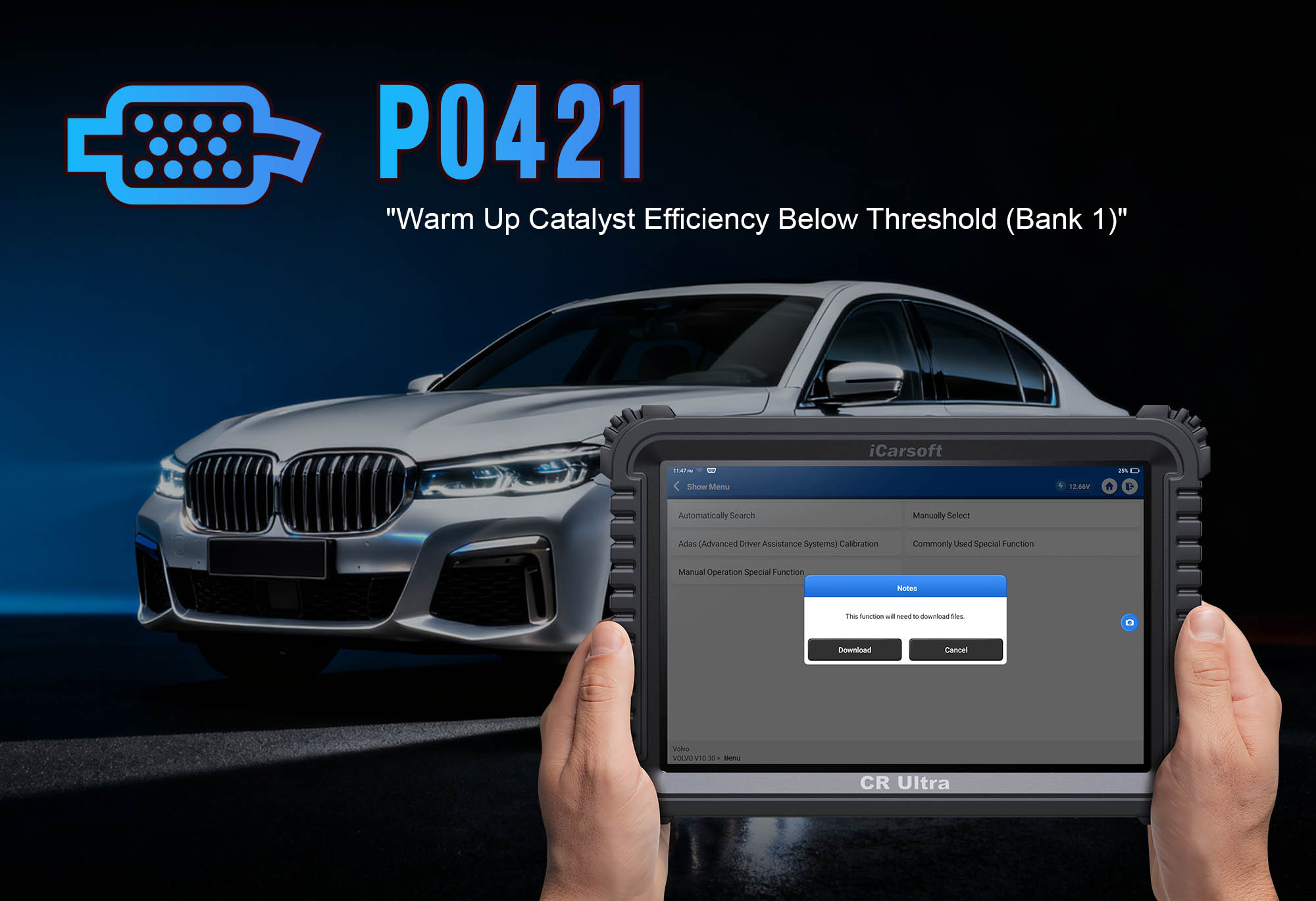 Warm-Up Catalyst (Bank 1) showing efficiency issue for P0421 code diagnosis