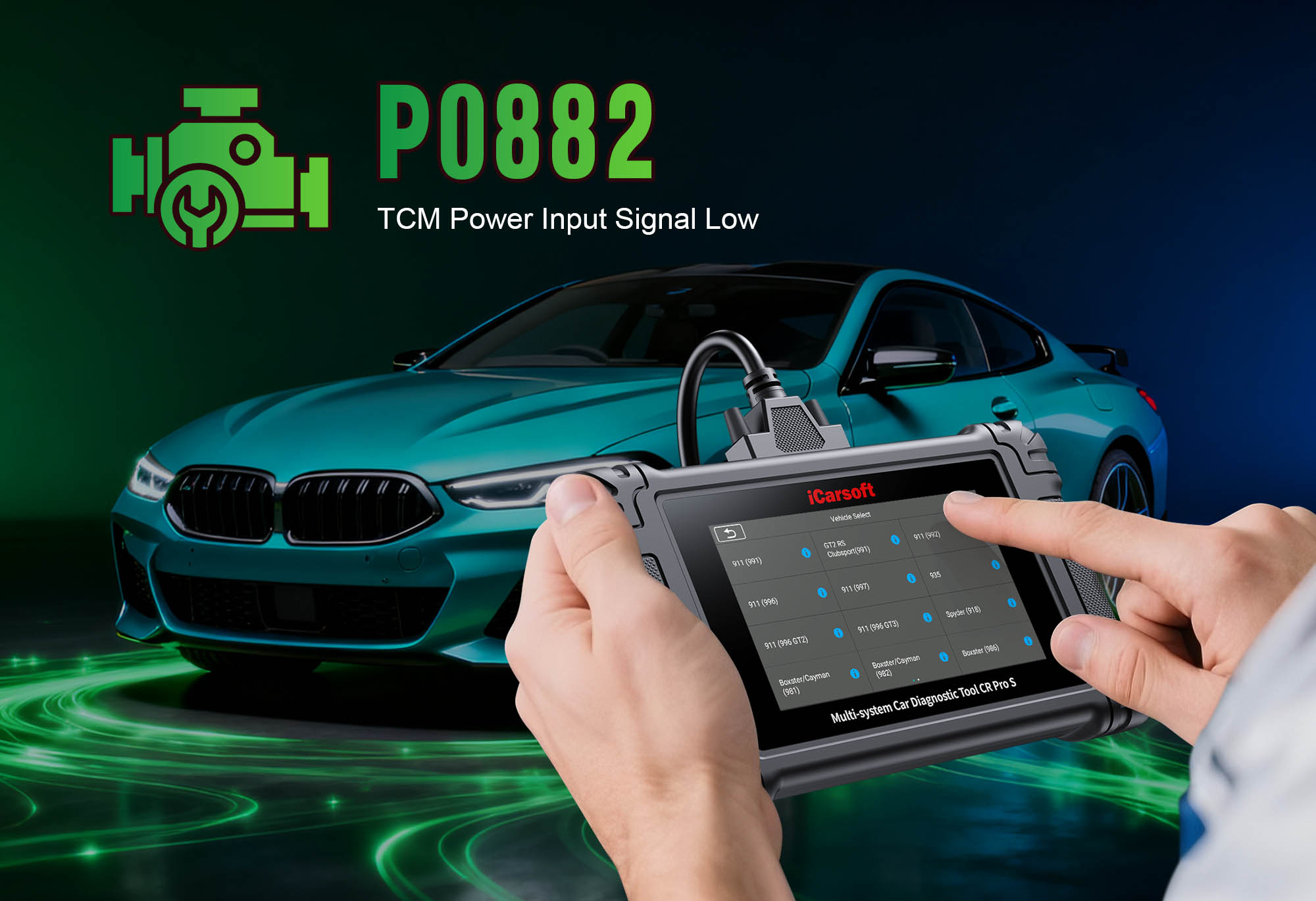 Transmission Control Module (TCM) and related power components (battery, fuses) for P0882 diagnosis