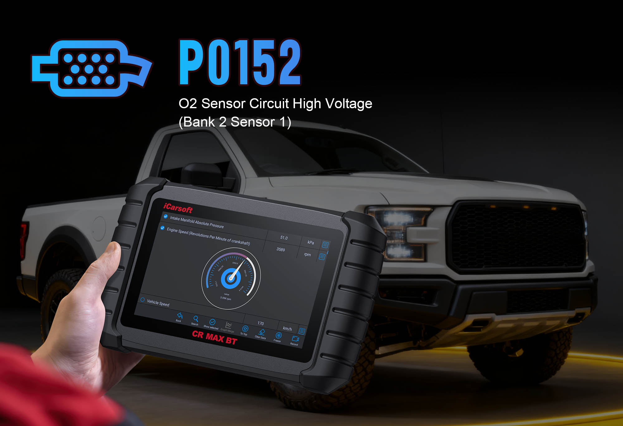 Upstream O2 Sensor (Bank 2, Sensor 1) showing P0152 circuit high voltage