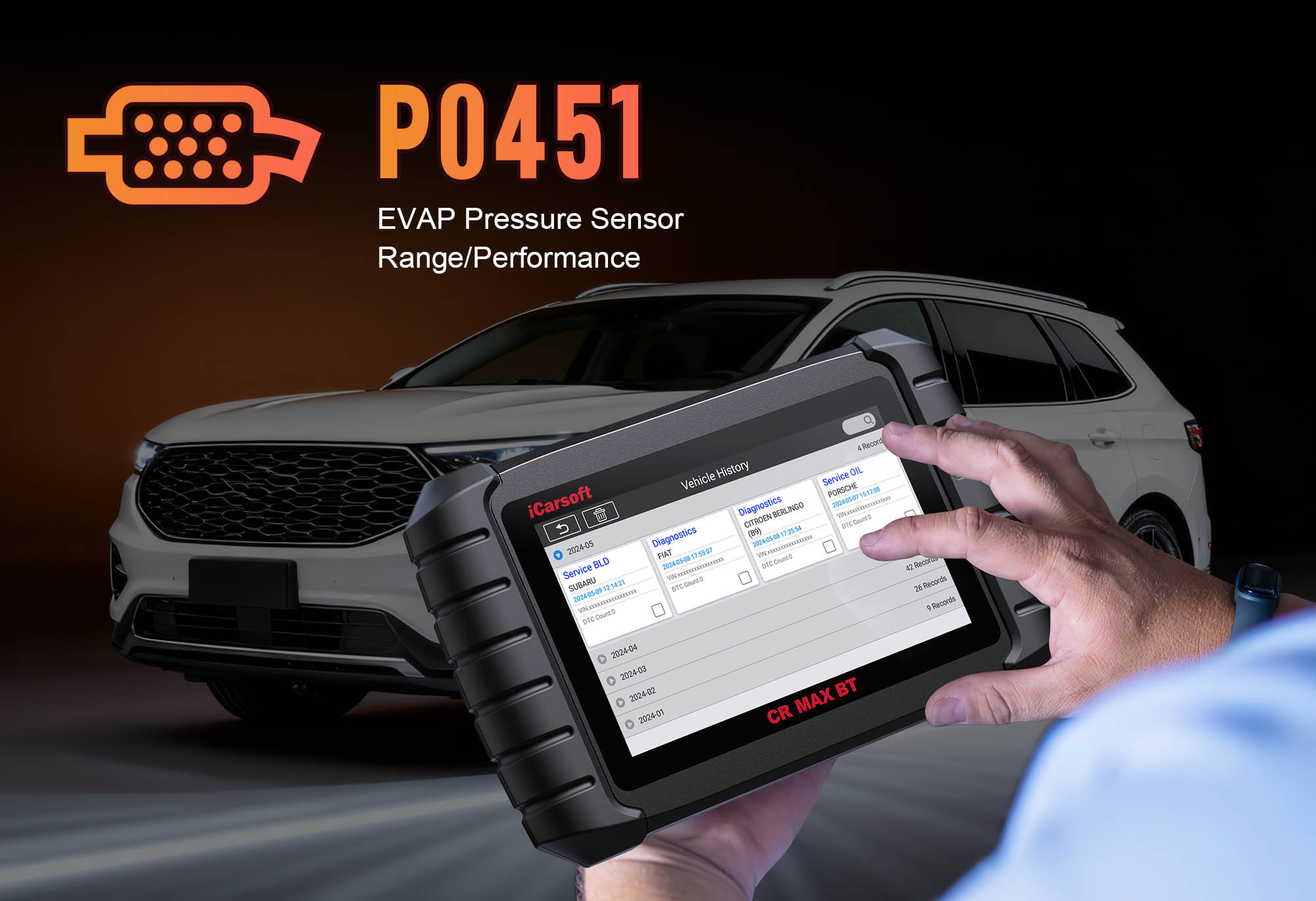 EVAP Pressure Sensor showing P0451 evaporative emission system range/performance malfunction