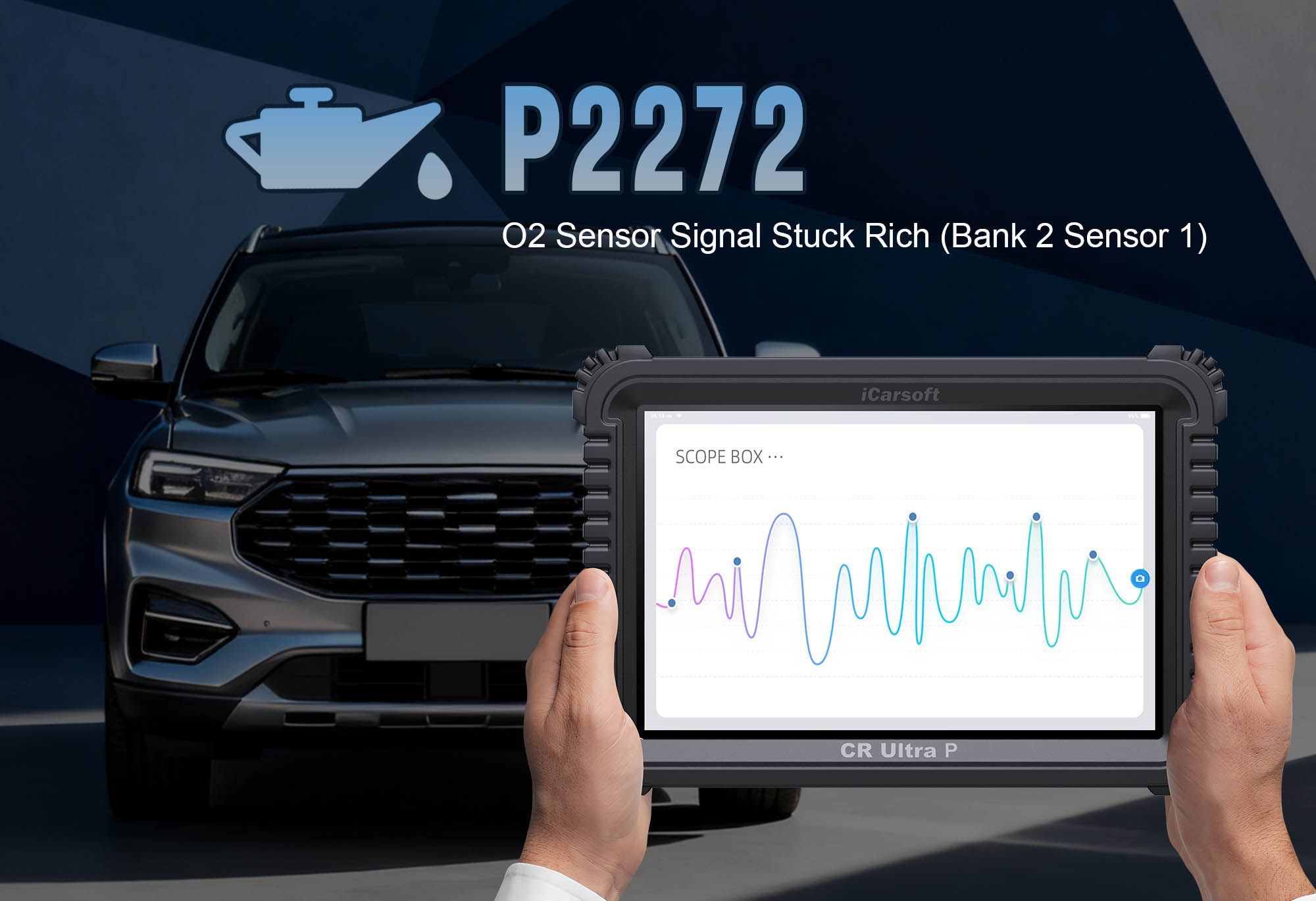O2 Sensor showing P2272 Signal Stuck Lean with iCarsoft CR Ultra P diagnostic