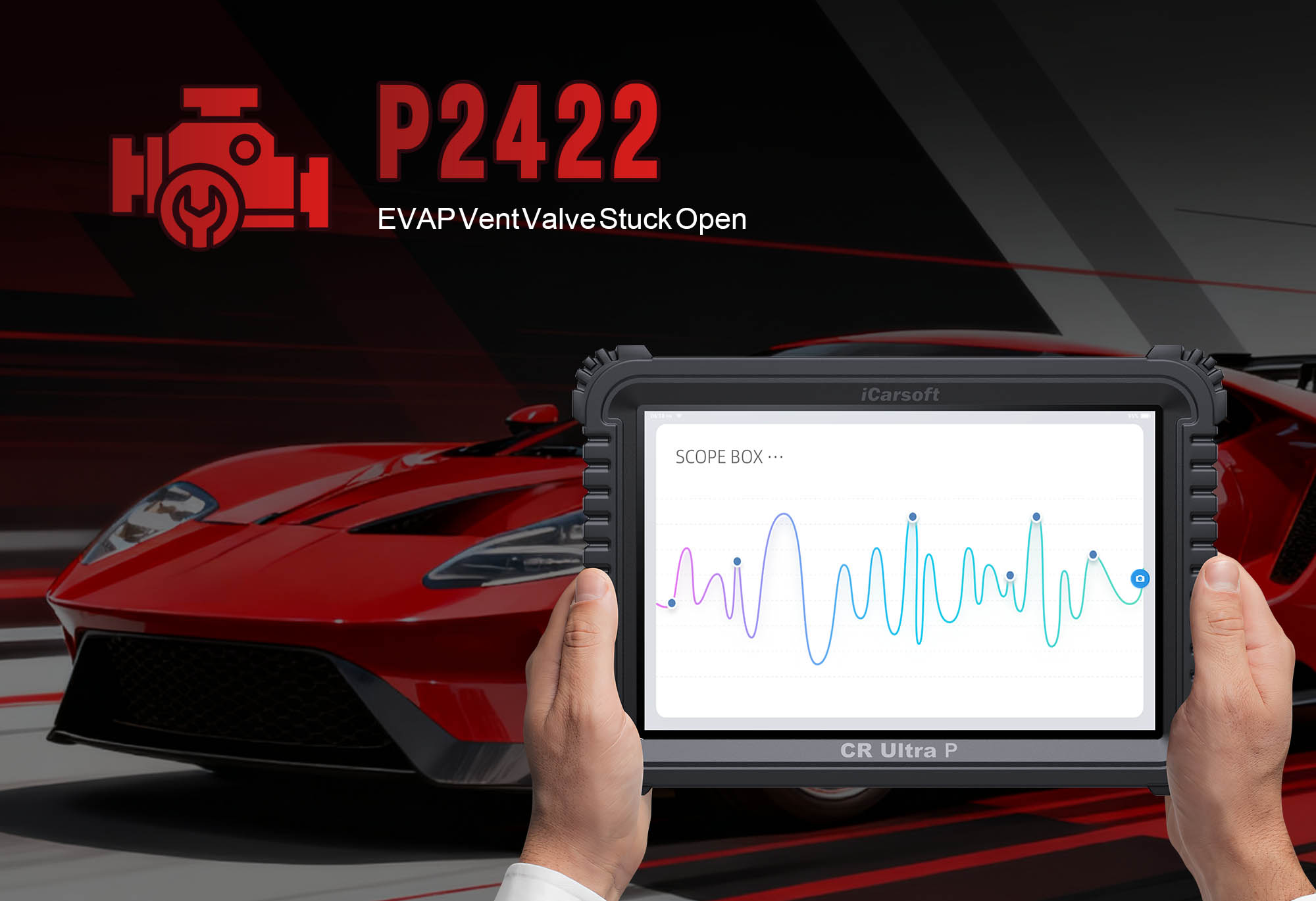 EVAP Vent Valve showing P2422 Stuck Closed with iCarsoft CR Ultra P diagnostic