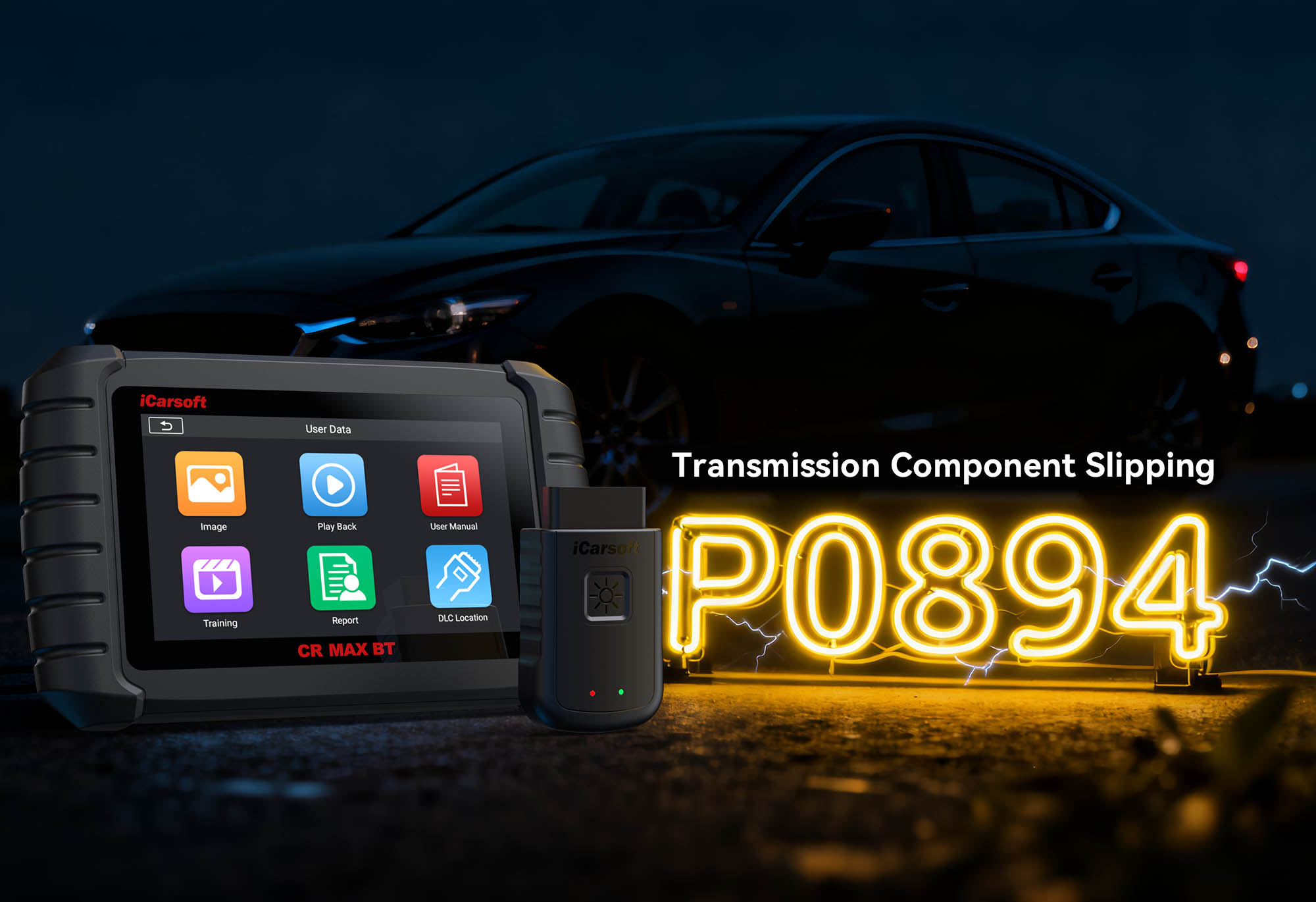 Transmission Fluid Pressure Switch showing P0894 malfunction with iCarsoft CR MAX BT diagnostic