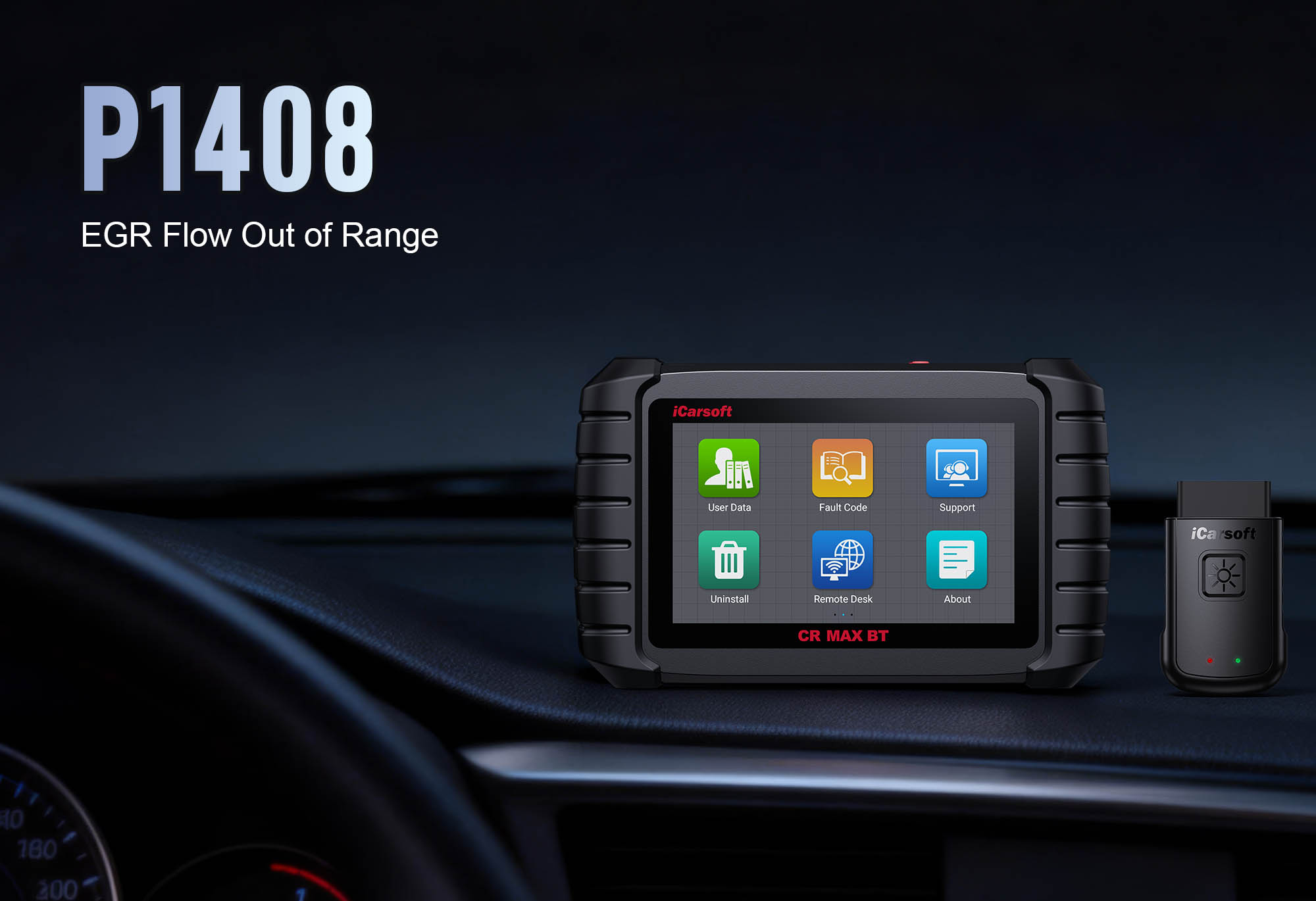 EGR System showing P1408 Flow/Position Sensor Circuit High Voltage with iCarsoft CR MAX BT diagnostic