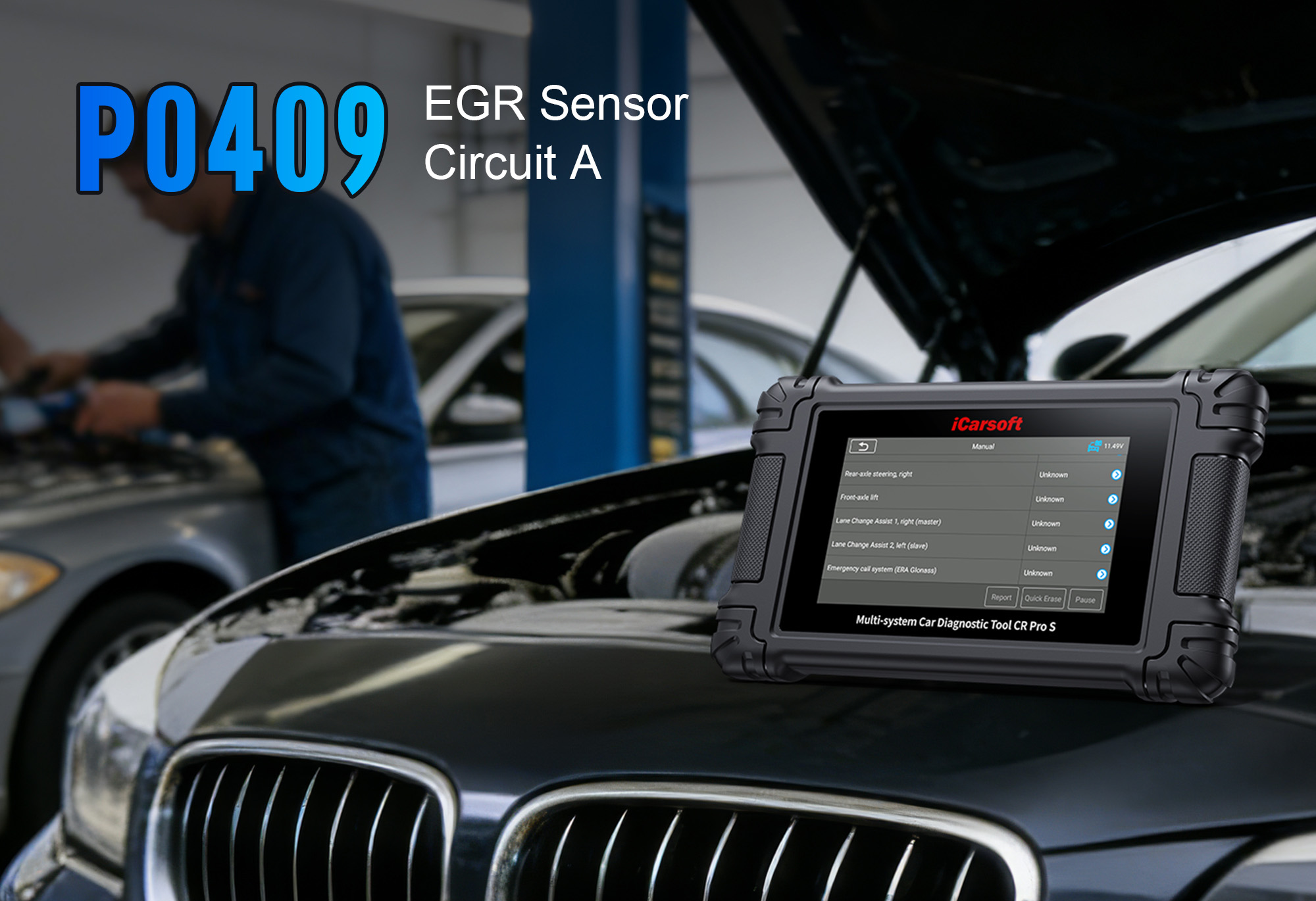 iCarsoft CR Pro S diagnosing P0409 EGR Valve Position Sensor Circuit Intermittent/Erratic