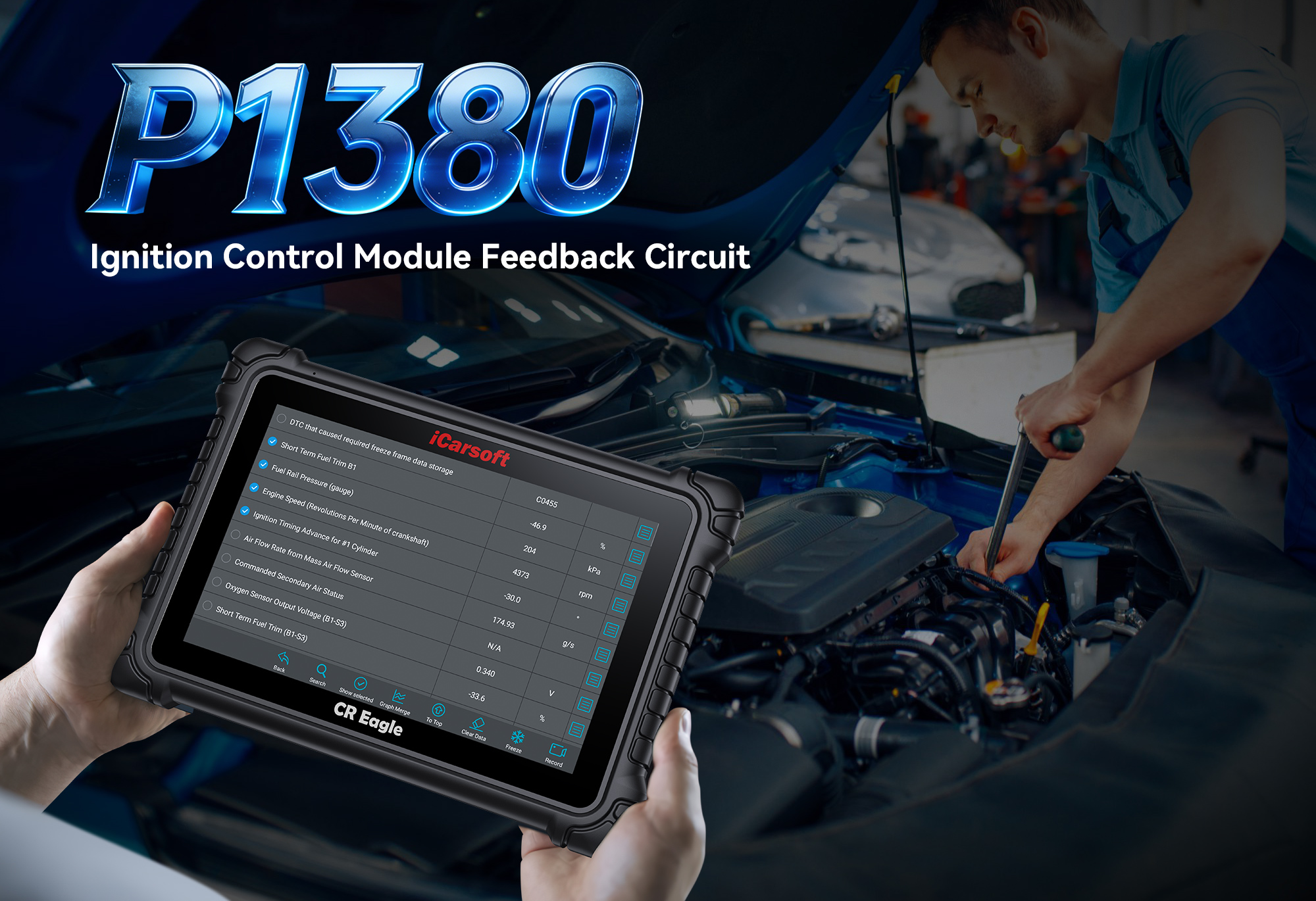 iCarsoft CR Eagle Testing Ignition Control Module for P1380 Code