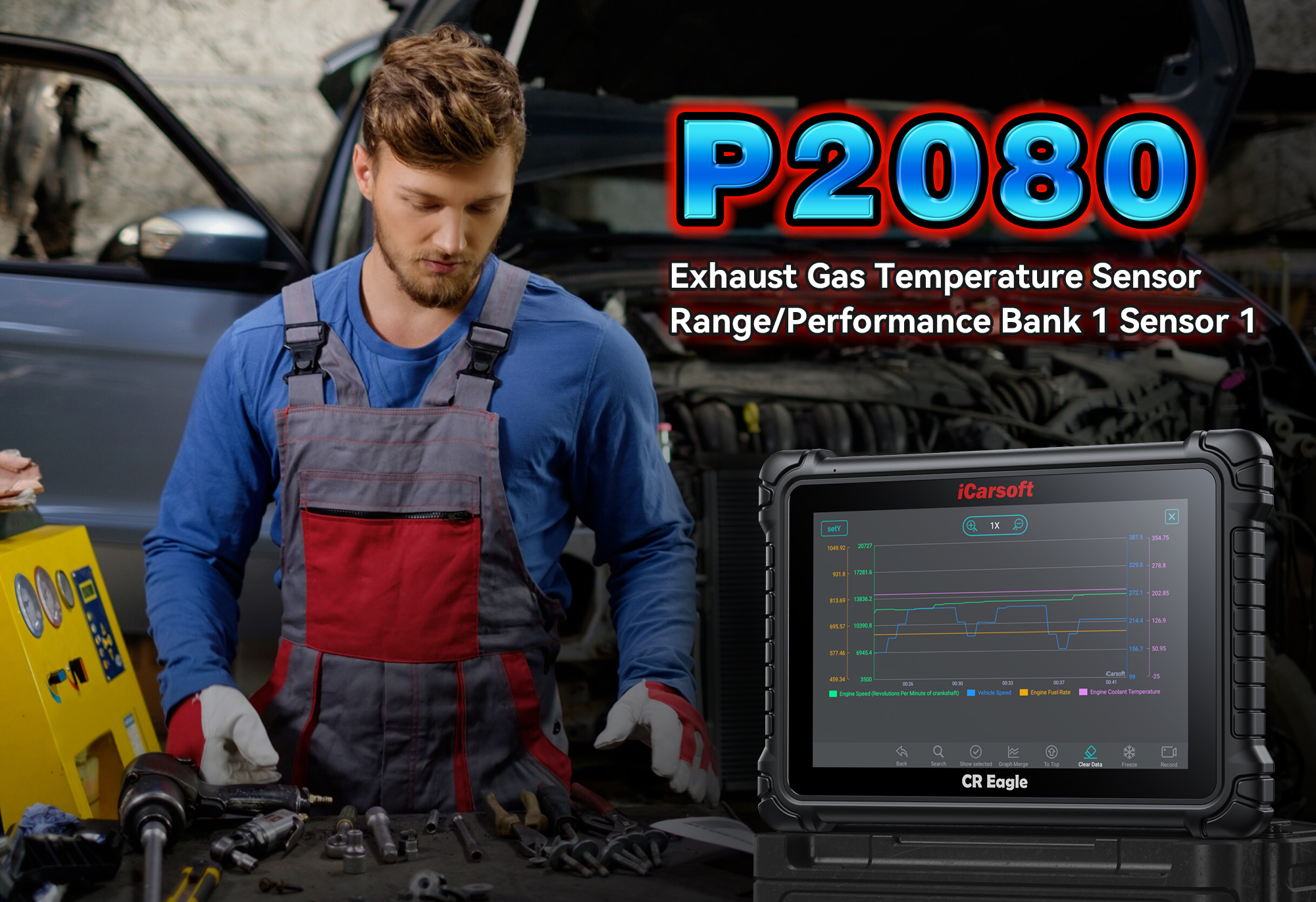 iCarsoft CR Eagle Diagnosing P2080 EGT Sensor Issue on Vehicle