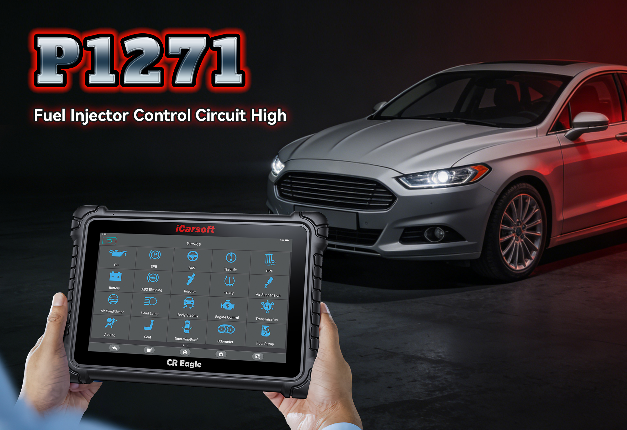 iCarsoft CR Eagle Diagnosing P1271 Air-Fuel Ratio Sensor Issue on Vehicle