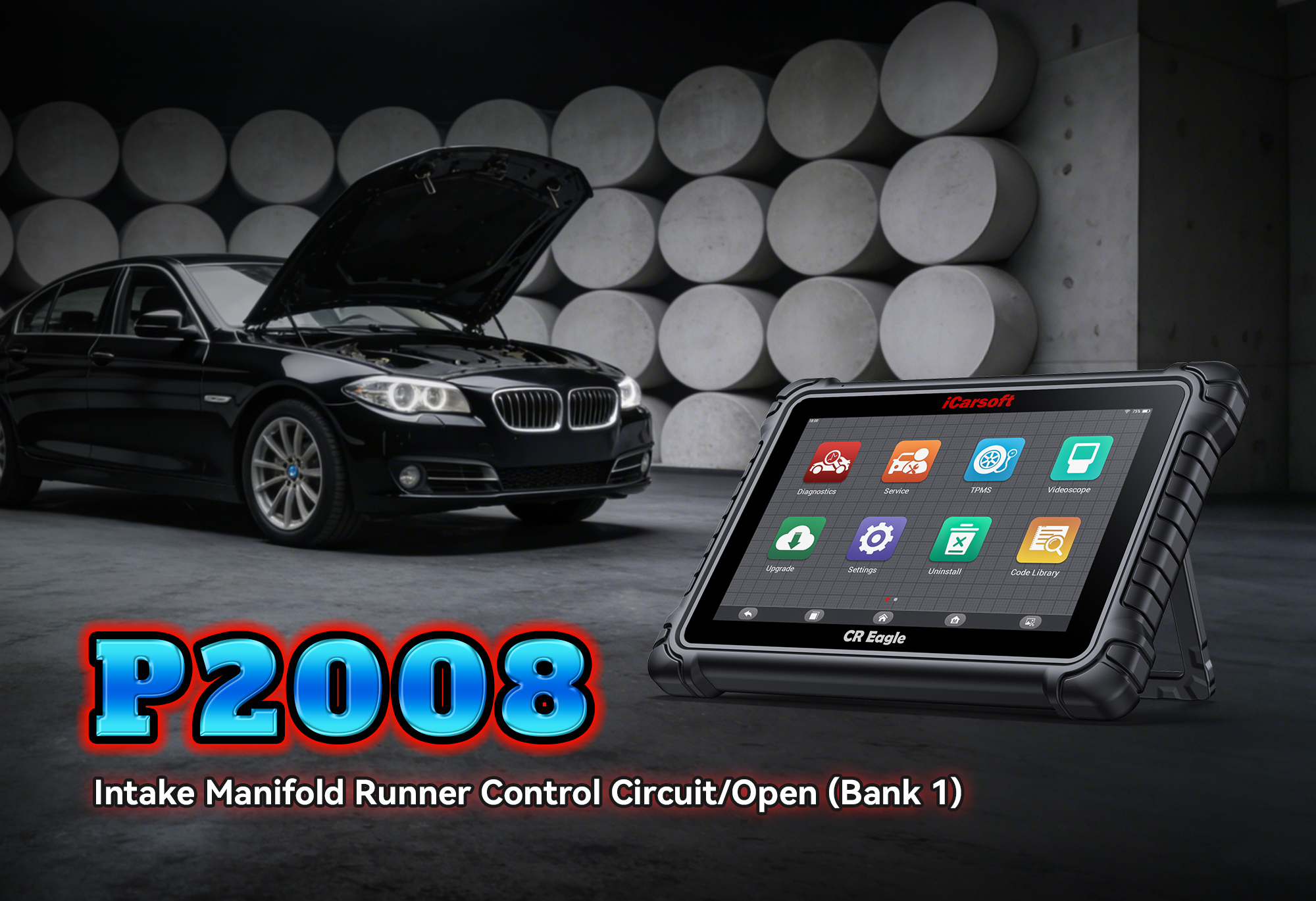 iCarsoft CR Eagle Diagnosing P2008 Intake Manifold Runner Control Malfunction on Vehicle