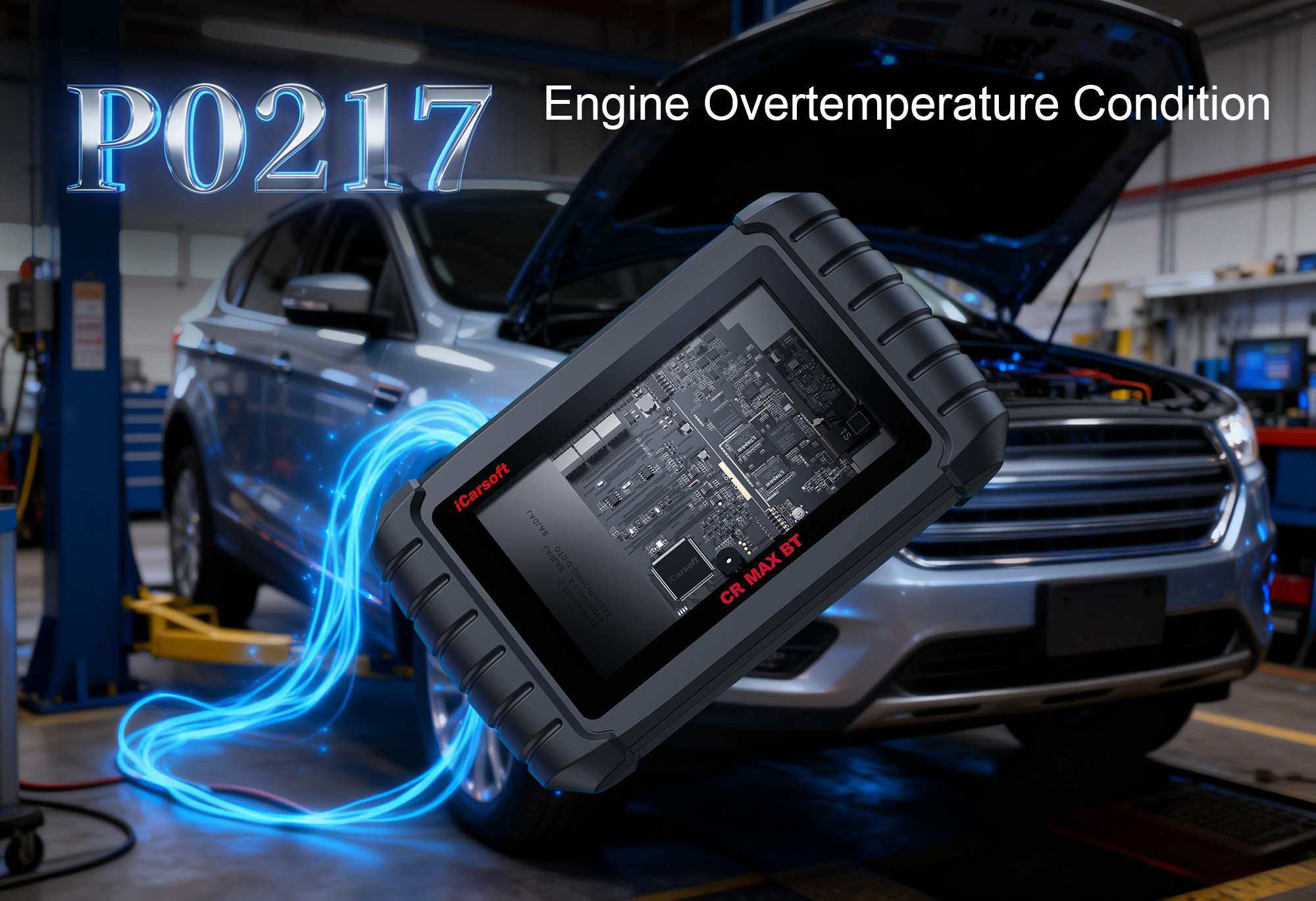 iCarsoft CR MAX BT Diagnosing P0217 Engine Coolant Temperature Too High on Vehicle