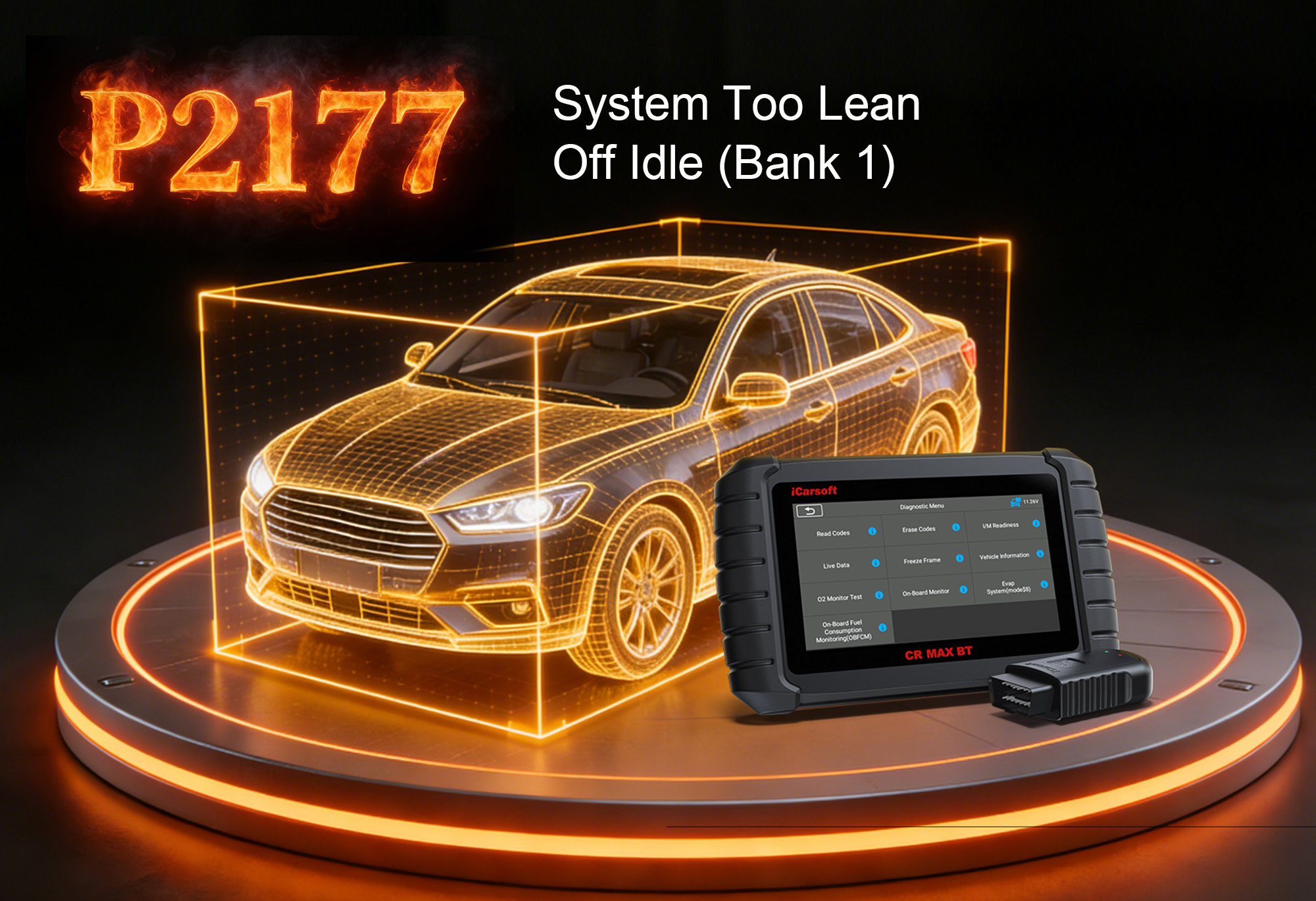 iCarsoft CR MAX BT Diagnosing P2177 System Too Lean Off Idle Bank 1 on Gasoline Vehicle