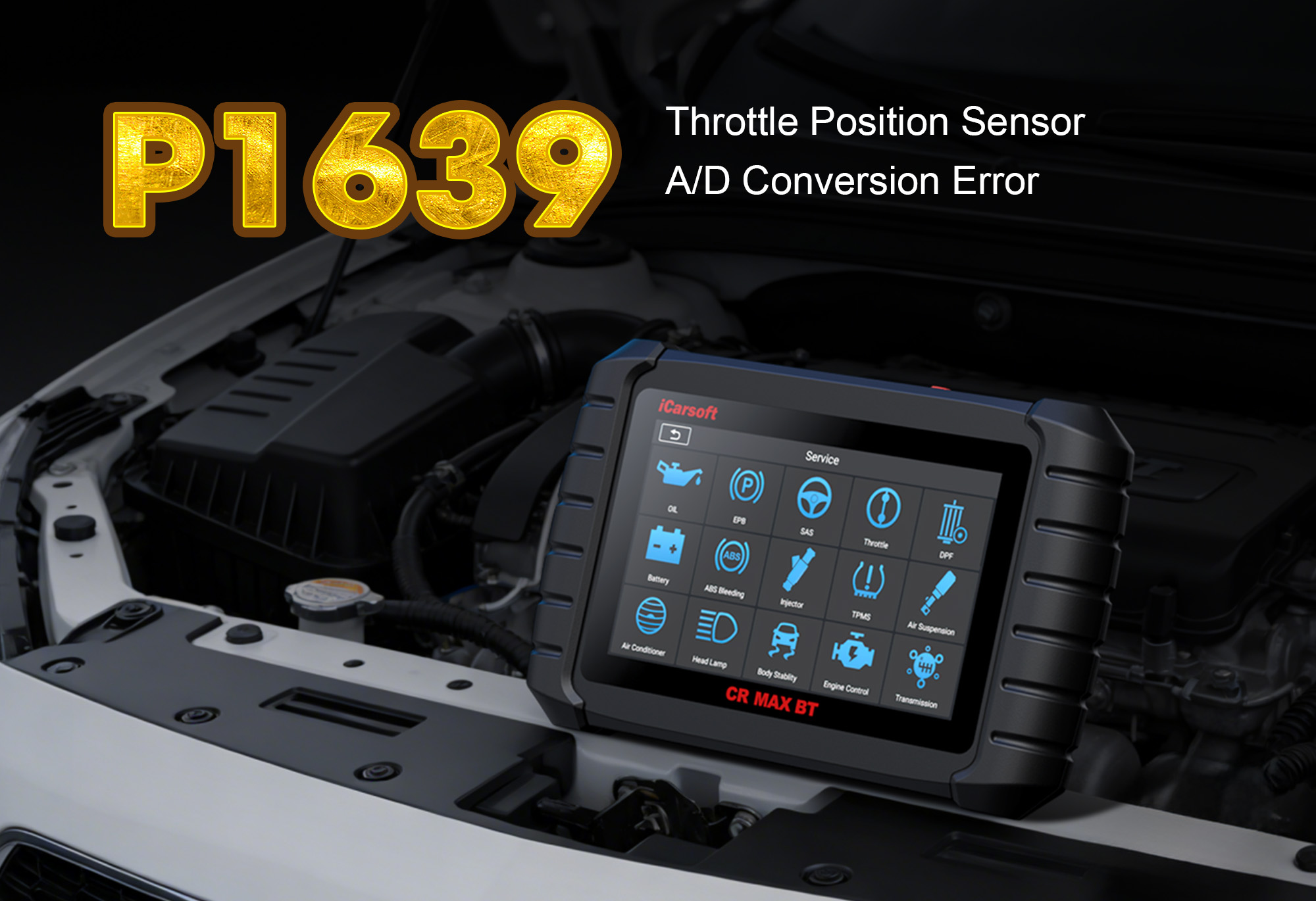 iCarsoft CR MAX BT Testing TPS A/D Conversion for P1639 Fault Code