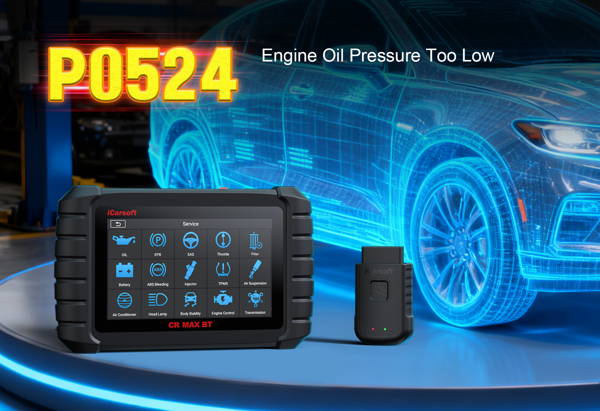 iCarsoft CR MAX BT Testing Engine Oil Pressure for P0524 Low Pressure Fault