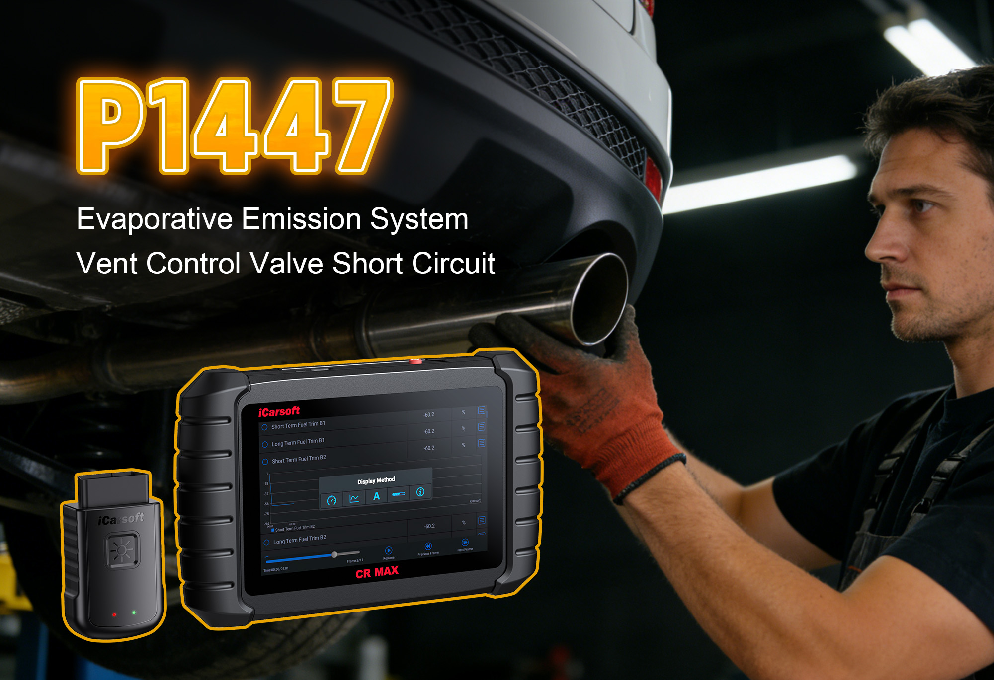 iCarsoft CR MAX BT Testing EVAP Purge Flow for P1447 Malfunction Fault