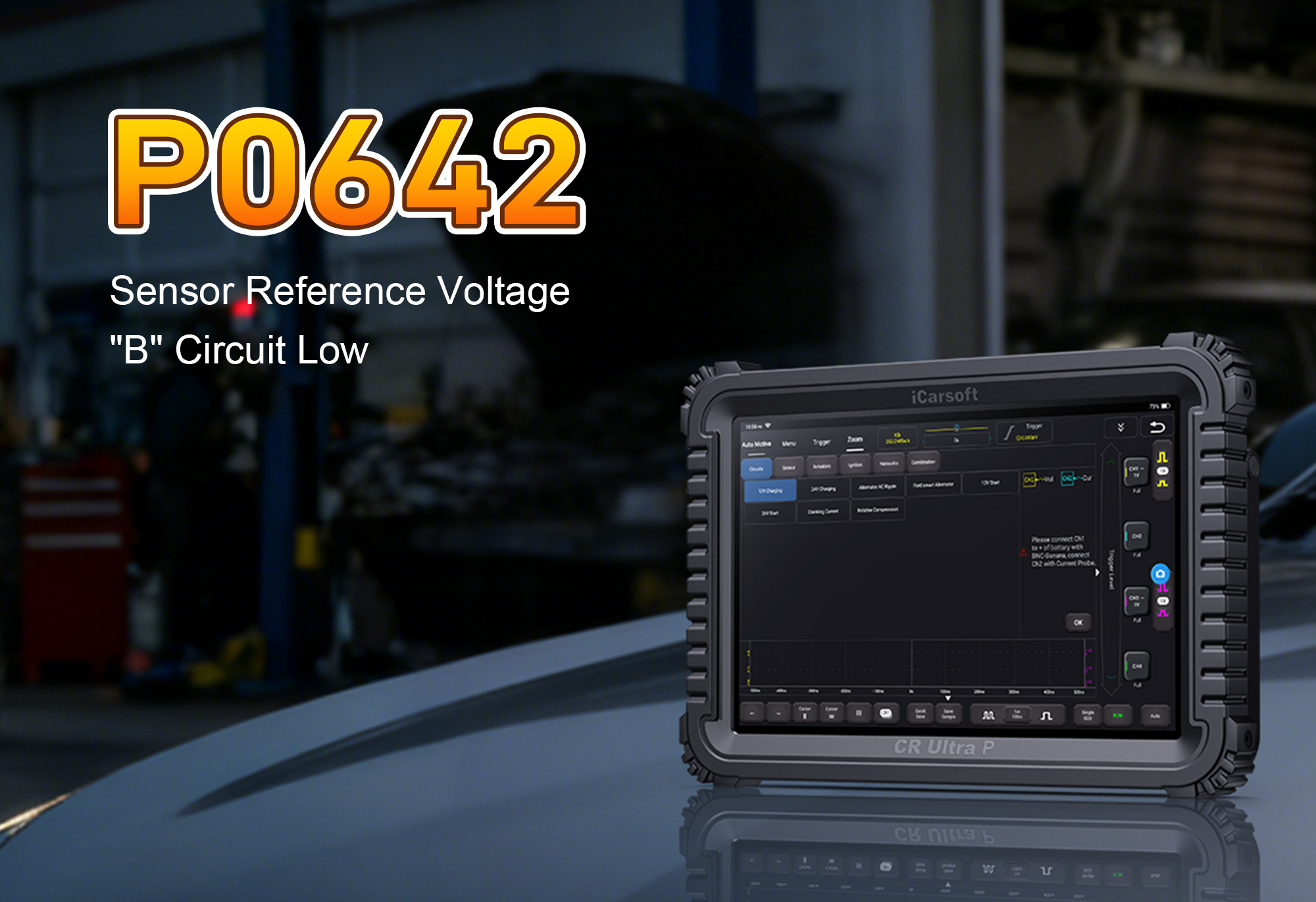 iCarsoft CR Ultra P Testing 5V Reference Circuit for P0642 Low Voltage Fault