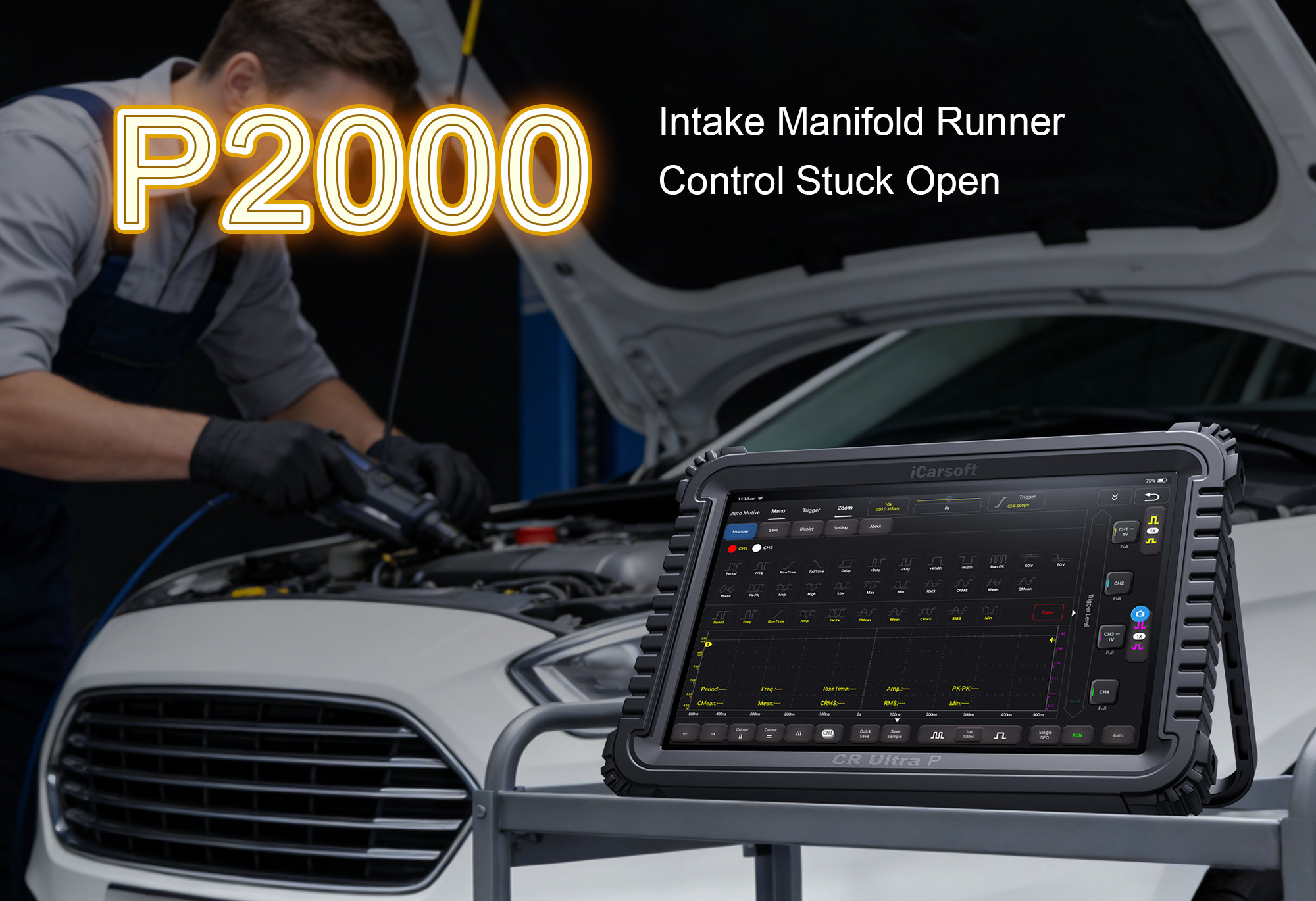 iCarsoft CR Ultra P Testing NOx Trap for P2000 Efficiency Below Threshold Fault on Diesel Vehicle