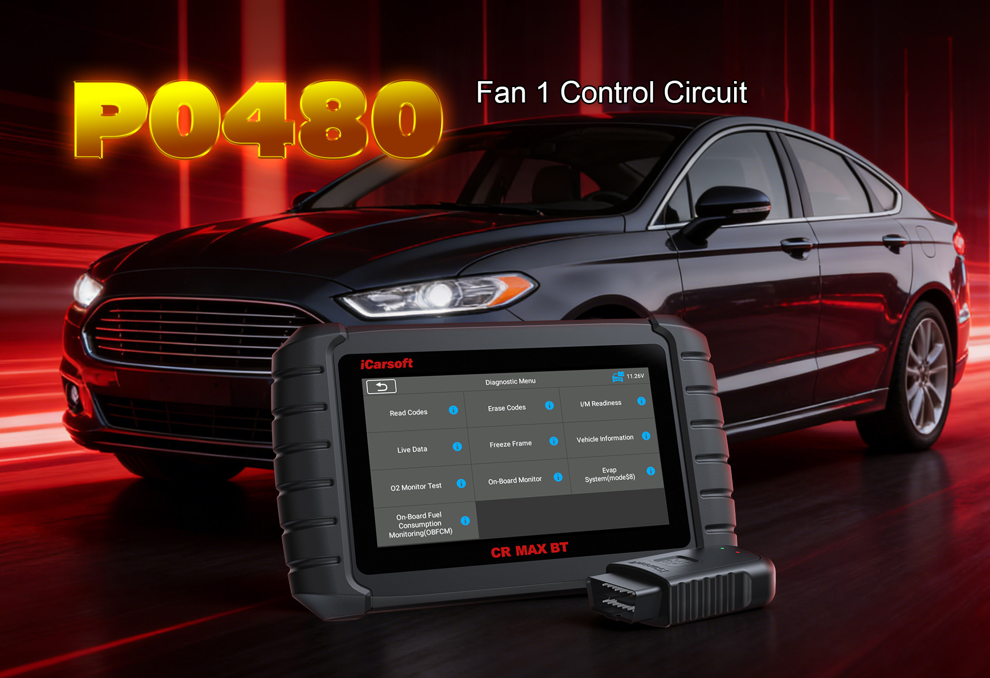 iCarsoft CR MAX BT Testing Cooling Fan Control Circuit for P0480 Malfunction Fault