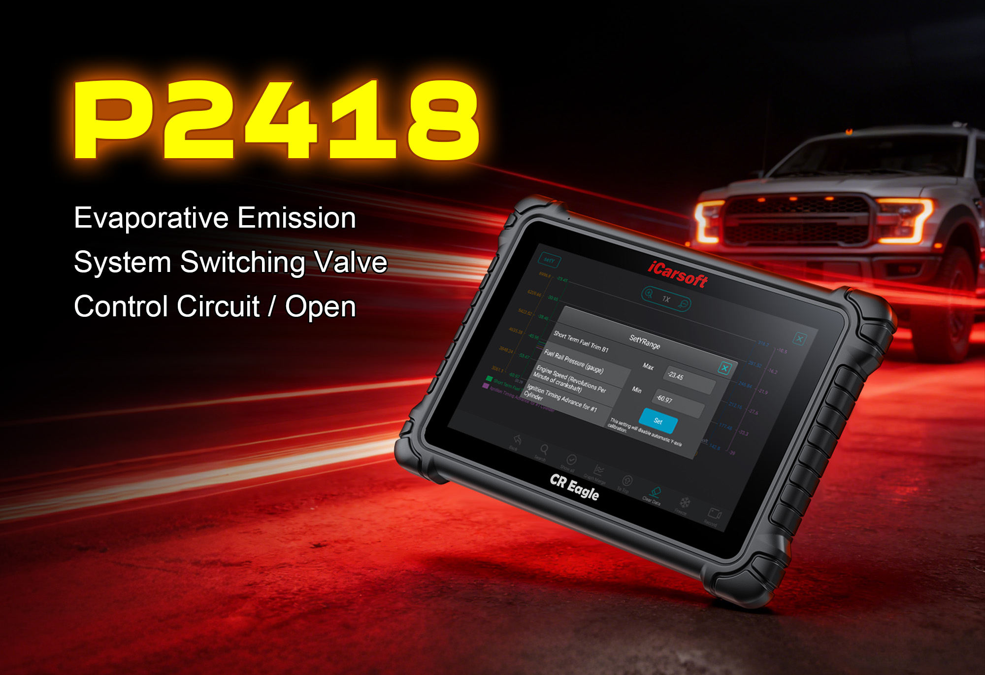 iCarsoft CR Eagle Testing EVAP Switching Valve Control Circuit Continuity for P2418 Fault