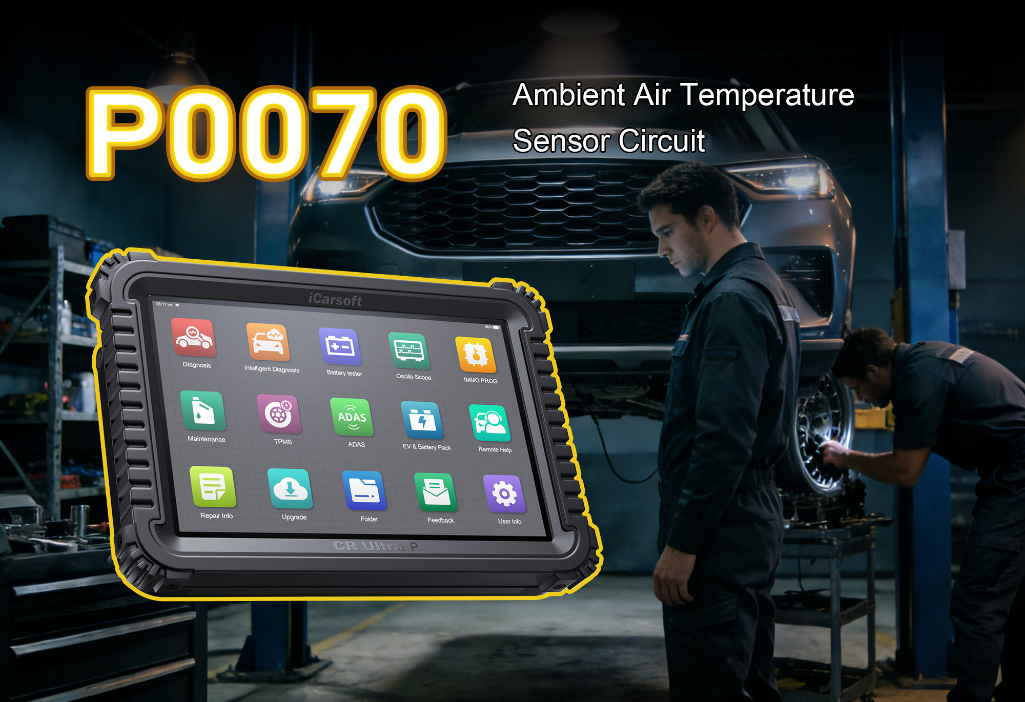 iCarsoft CR Ultra P Diagnosing P0070 Fault Code - AAT Sensor Voltage Testing & HVAC System Reset