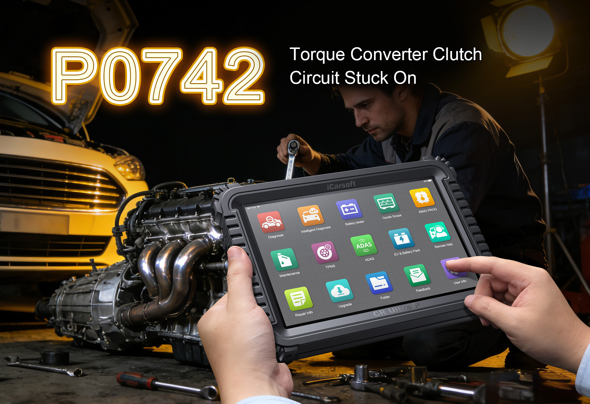 iCarsoft CR Ultra P Diagnosing P0742 Fault Code - Torque Converter Clutch TCC Circuit