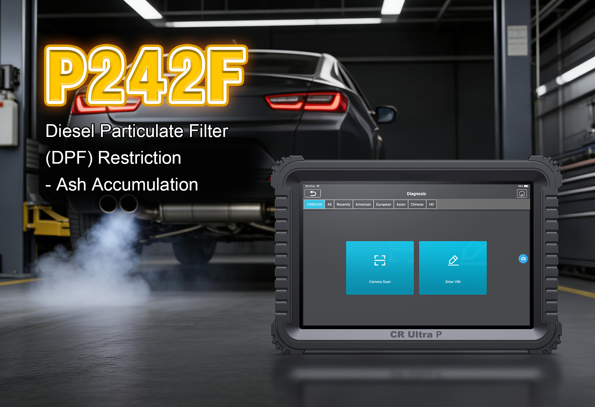 iCarsoft CR Ultra P Diagnosing P242F Fault Code - DPF Restriction Due to Excessive Soot/Ash Accumulation