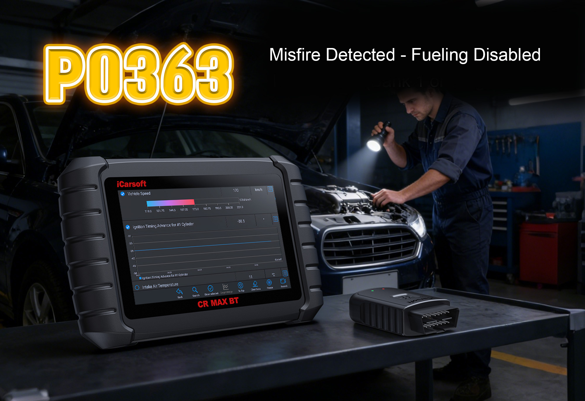 iCarsoft CR MAX BT Diagnosing P0363 Fault Code - Misfire Detected - Fueling Disabled