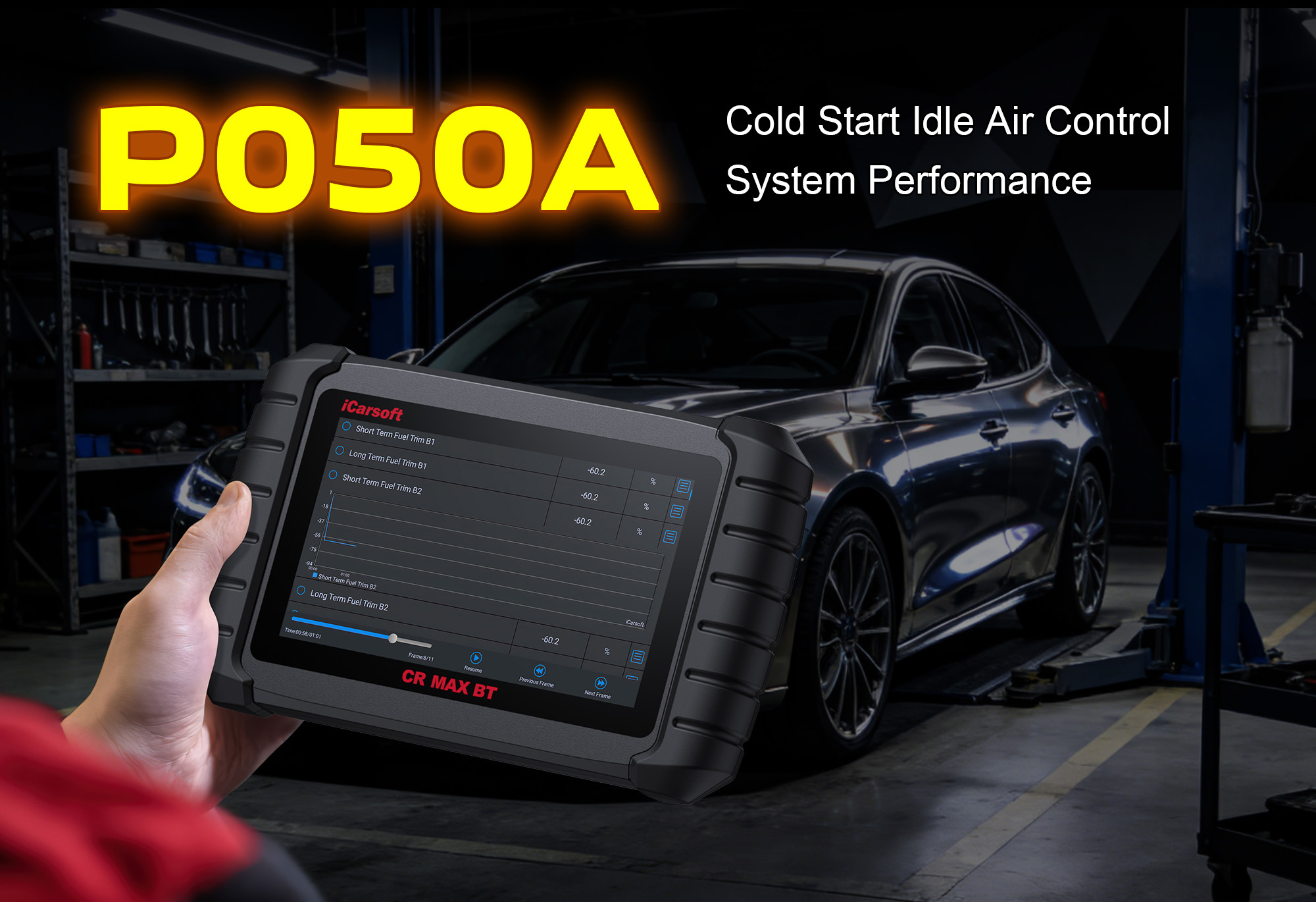 iCarsoft CR MAX BT Diagnosing P050A Fault Code - Cold Start Idle Air Control System Performance