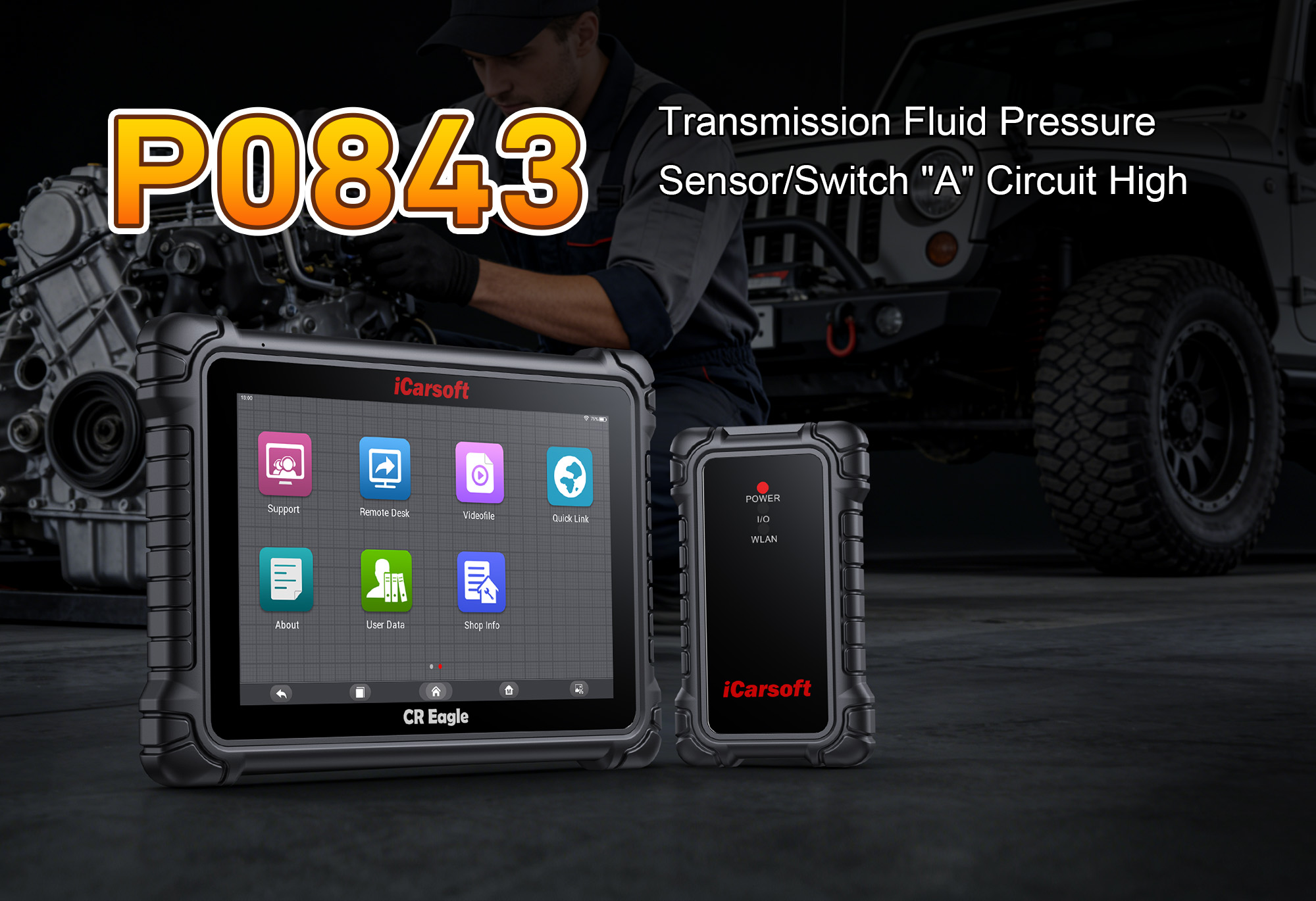 iCarsoft CR Eagle Diagnosing P0843 Fault Code - Transmission Fluid Pressure Sensor/Switch A Circuit High