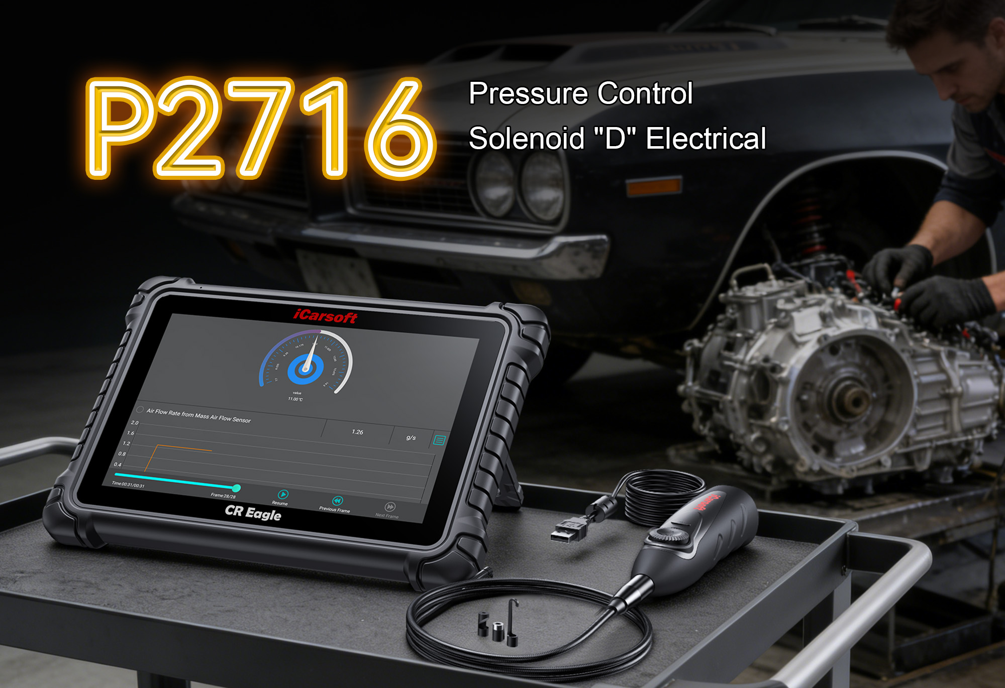 iCarsoft CR Eagle Diagnosing P2716 Fault Code - Pressure Control Solenoid 'D' Electrical Fault