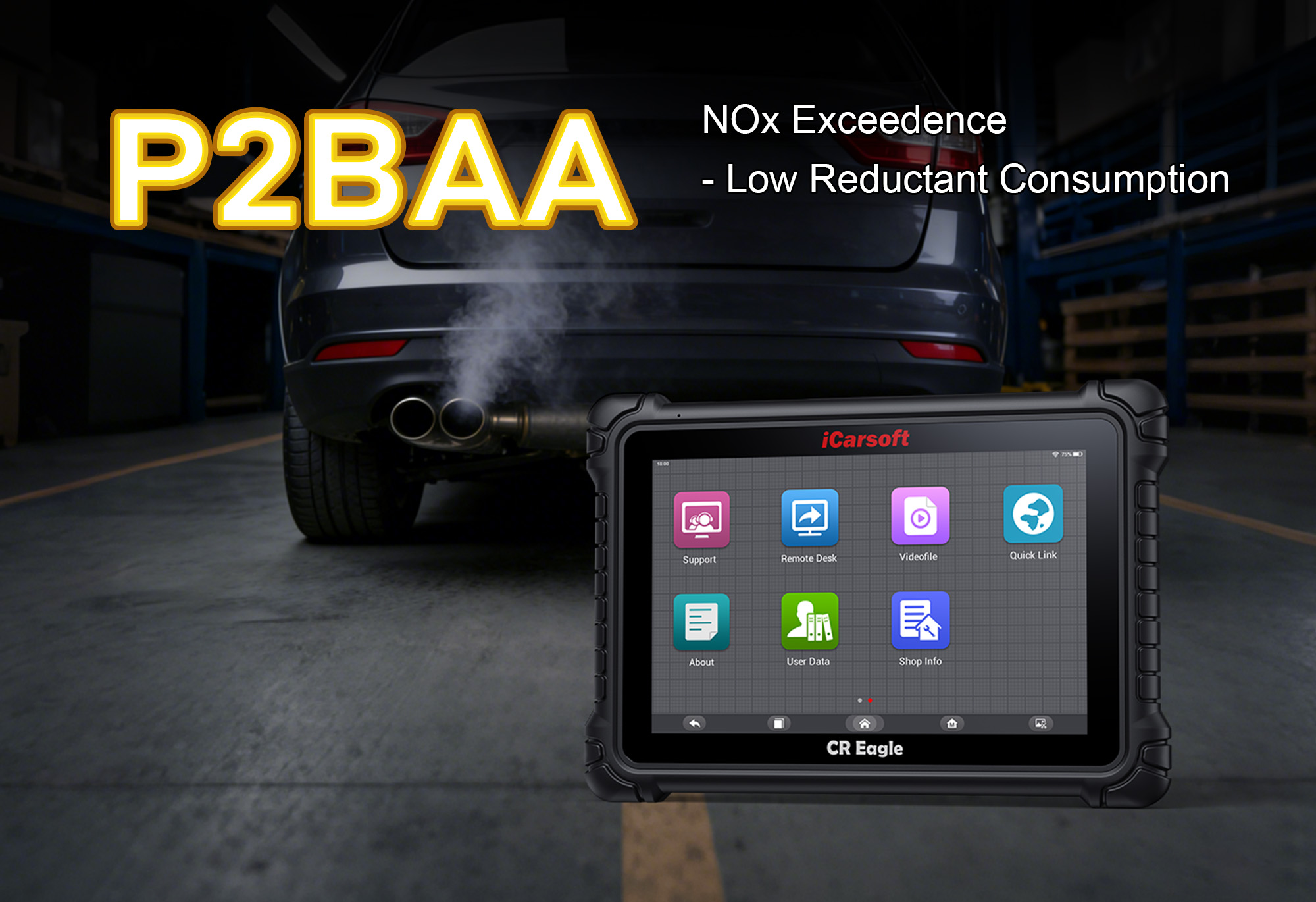 iCarsoft CR Eagle Diagnosing OBD-II Code P2BAA NOx Exceedence Low Reductant Consumption in Diesel Vehicles