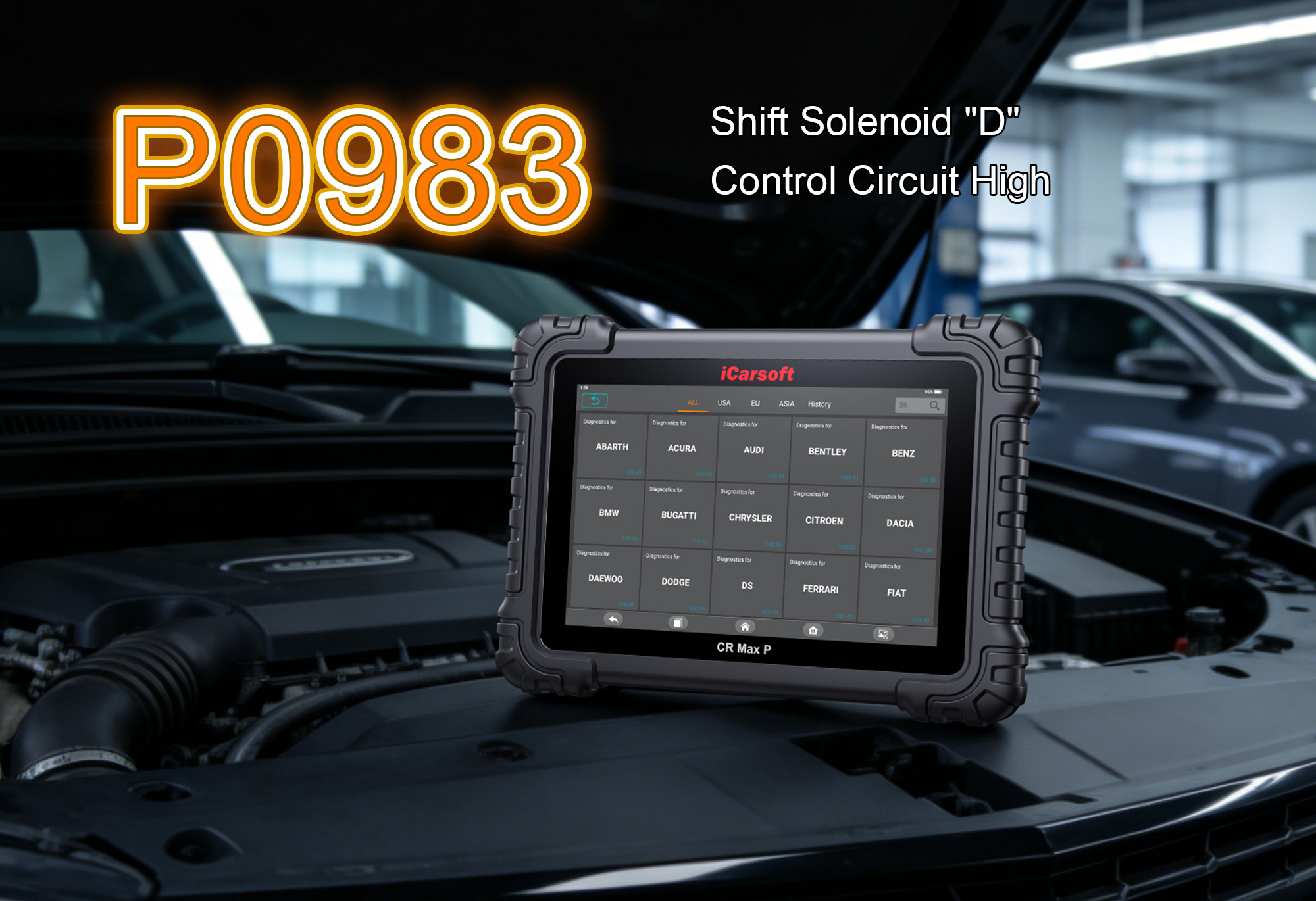 iCarsoft CR Max P Diagnosing P0983 Shift Solenoid D Control Circuit High