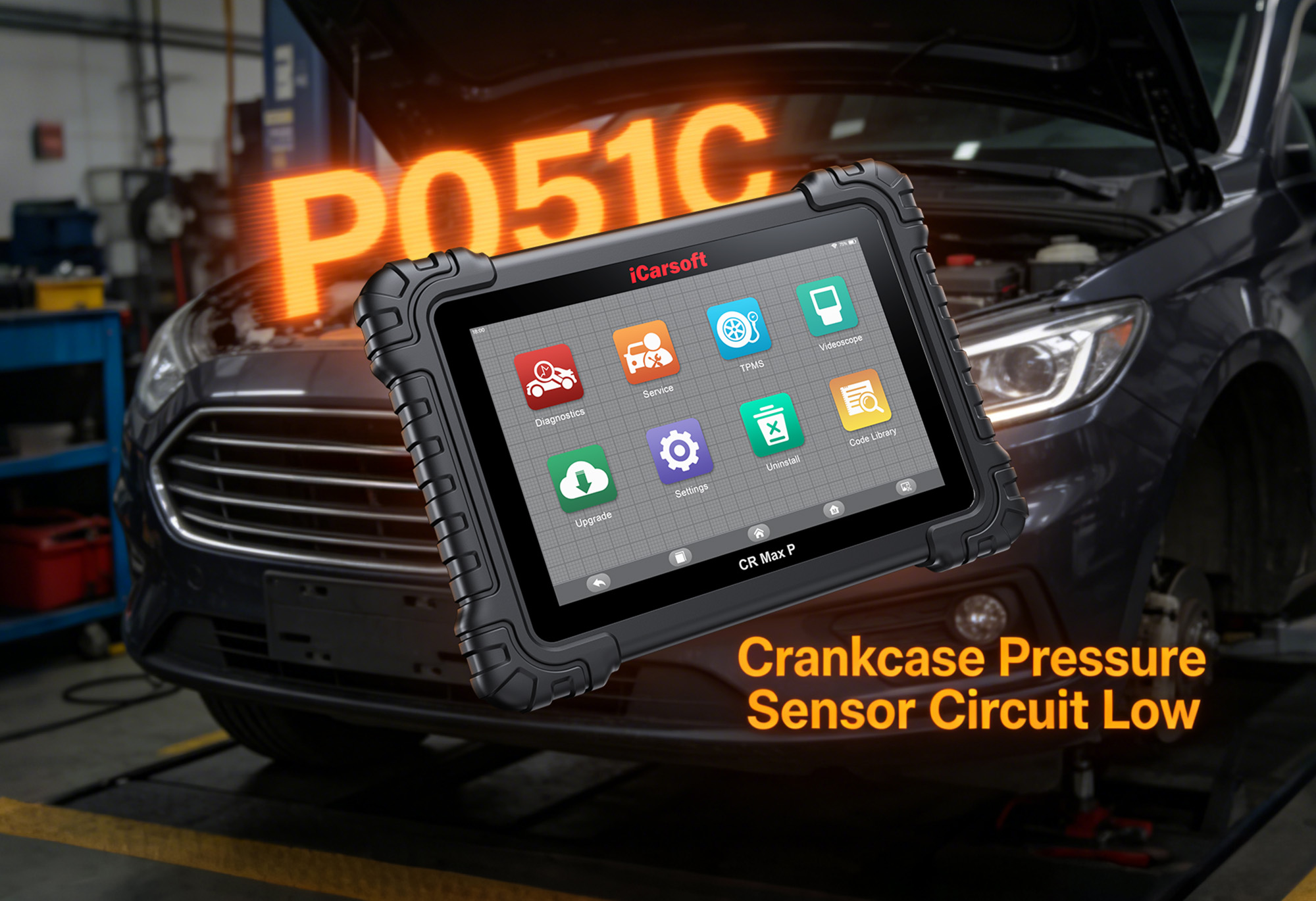 iCarsoft CR Max P Diagnosing P051C Crankcase Pressure Sensor Circuit Low