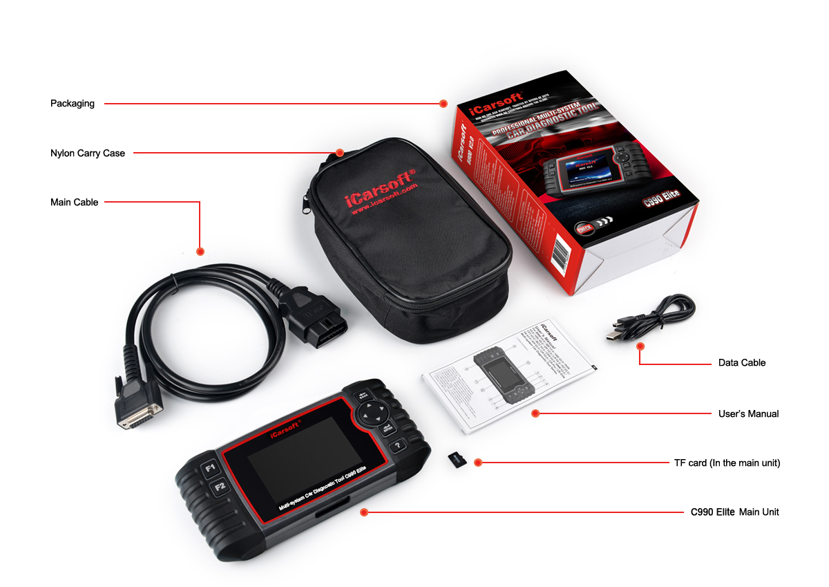 iCarsoft C990 EliteProfessional Multibrand Multisystem Car