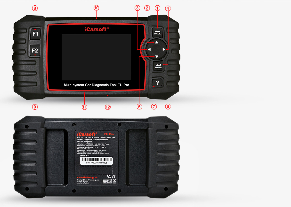 iCarsoft EU MAX, Valise Diagnostic Auto Multimarques, Outil Diag OBD2  2023